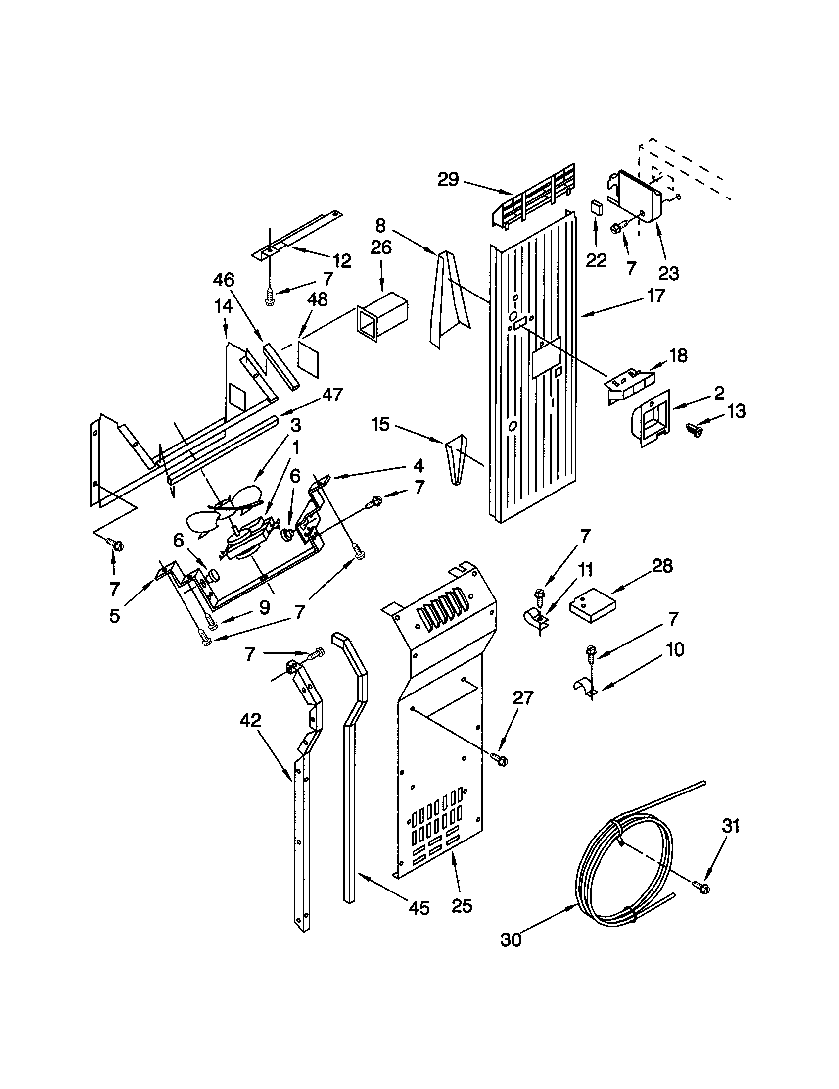 KitchenAid KSSS36FJT00 air flow and reservoir diagram
