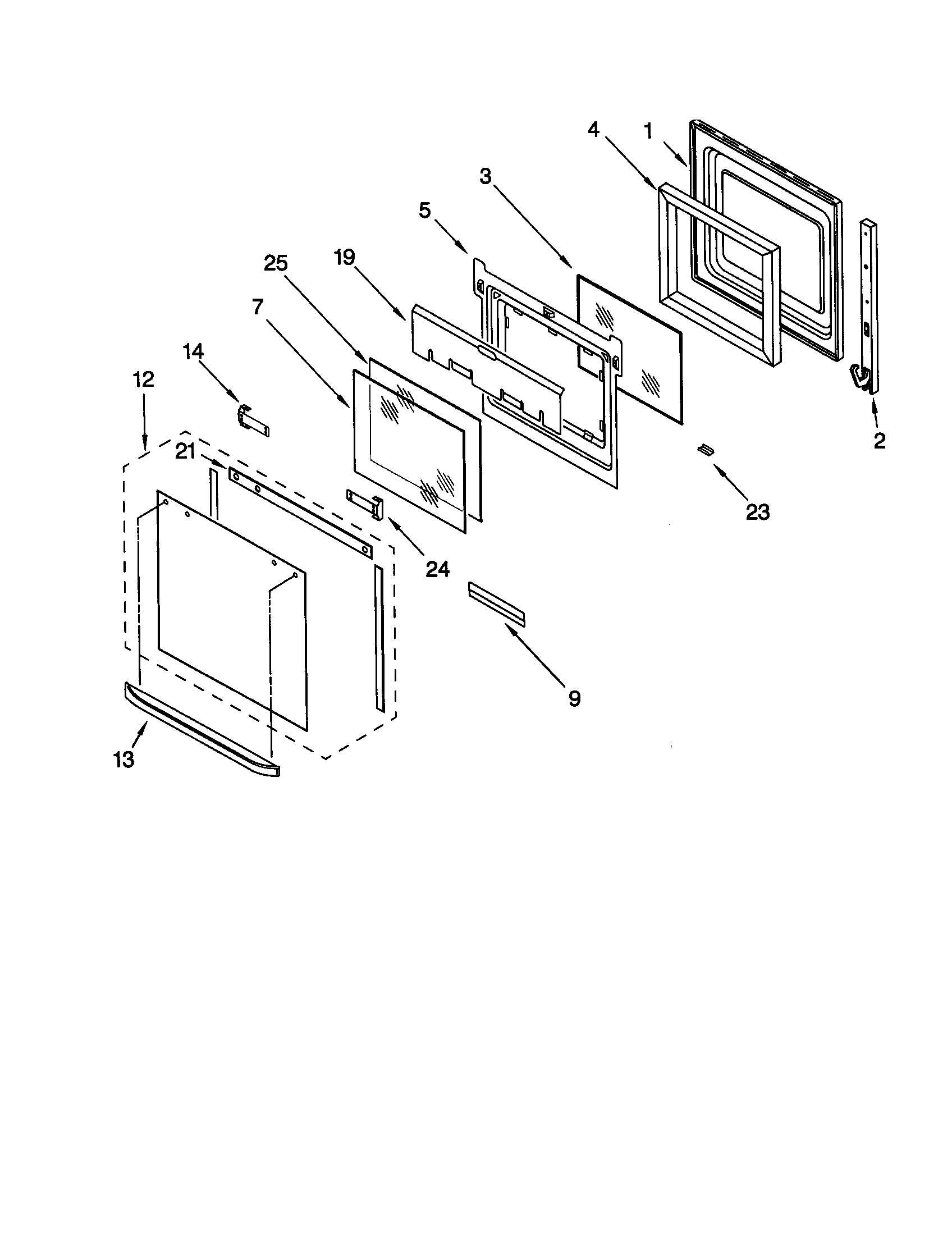 KitchenAid KEBS278DBL10 oven door diagram