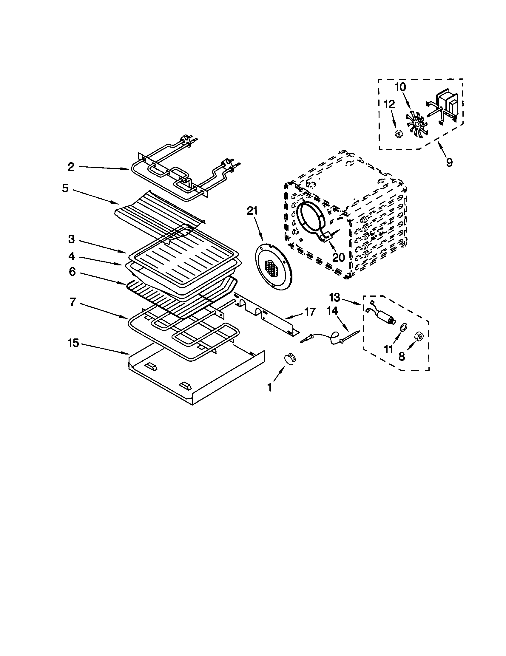 KitchenAid KEBS278DBL10 internal oven diagram