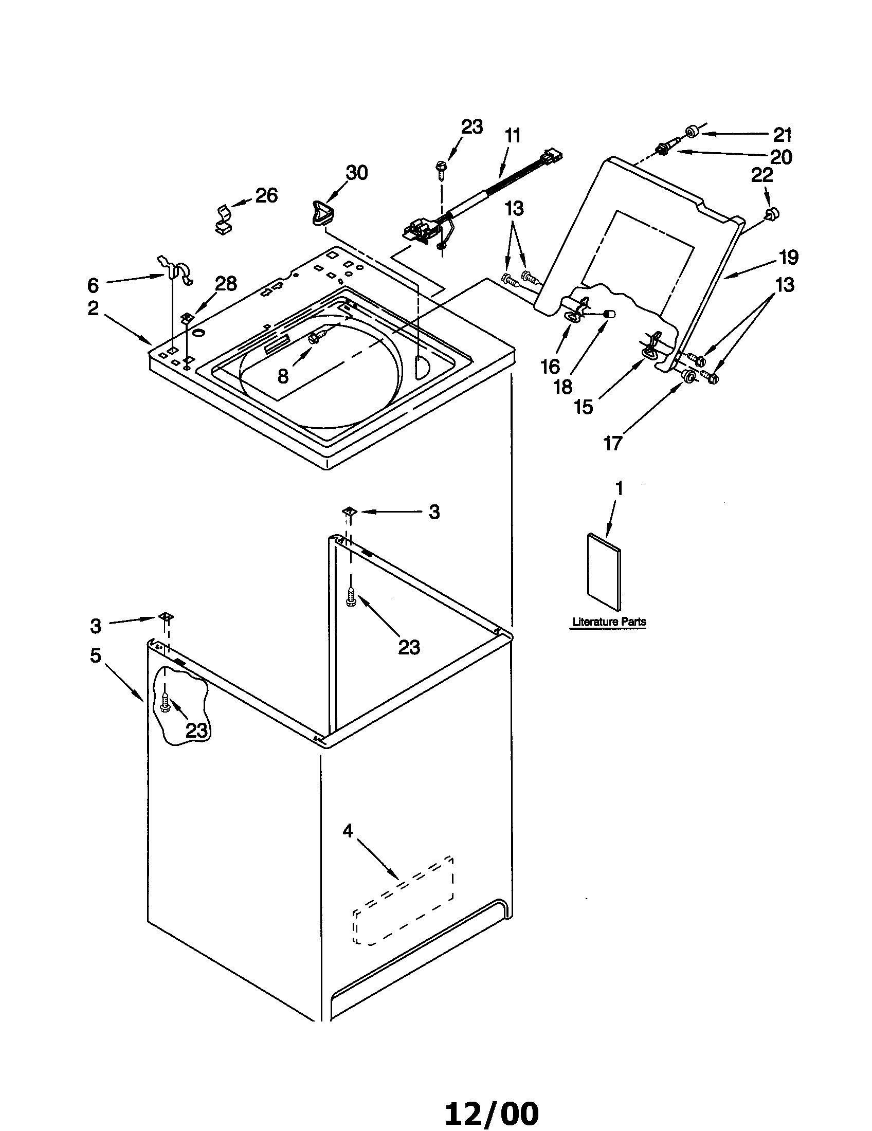 Kenmore 11020882991 top and cabinet diagram