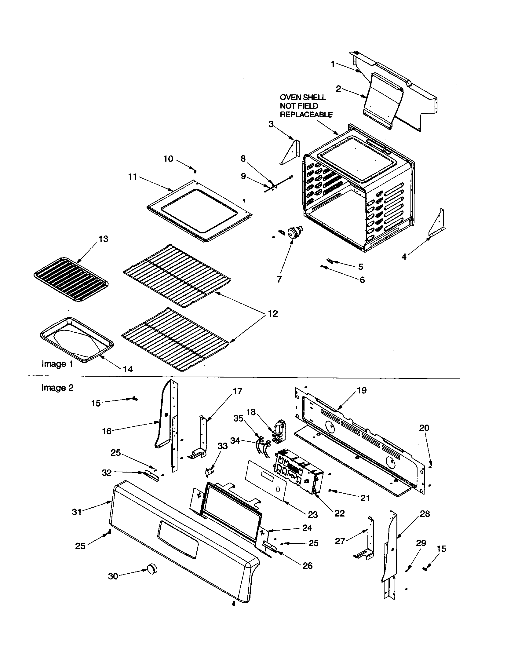 Amana ACF3335AW-PACF3334AW1 cavity and backguard diagram