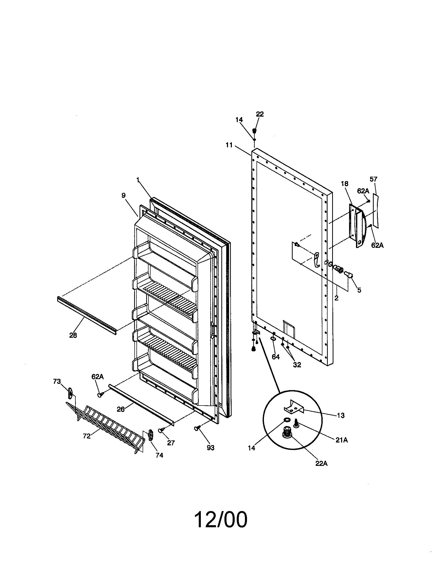Kenmore 2539287110 door diagram