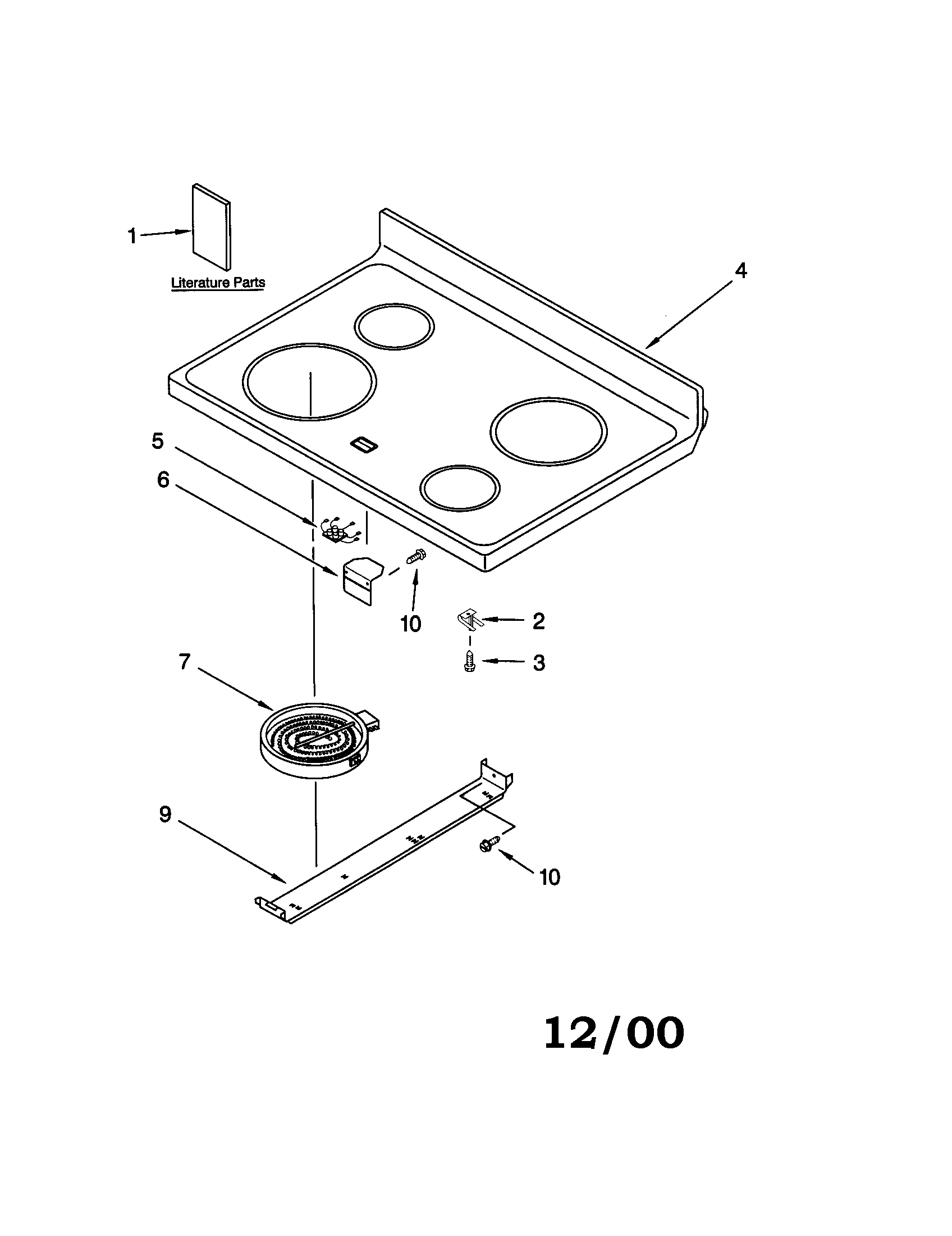 Whirlpool RF196LXJT0 cooktop diagram