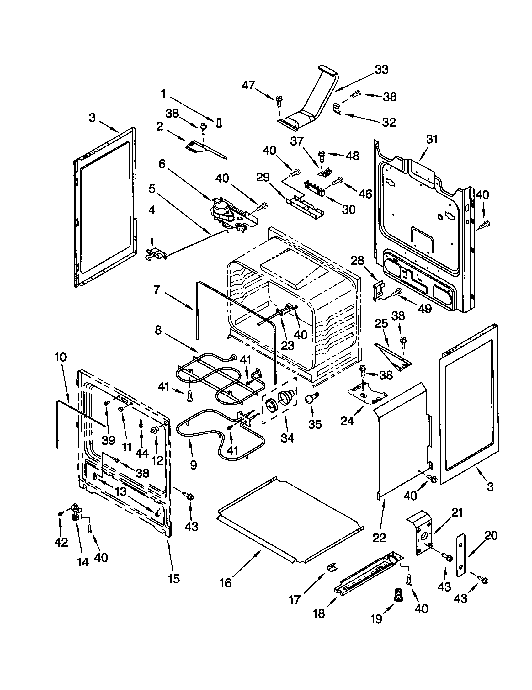 Whirlpool RF196LXJT0 chassis diagram