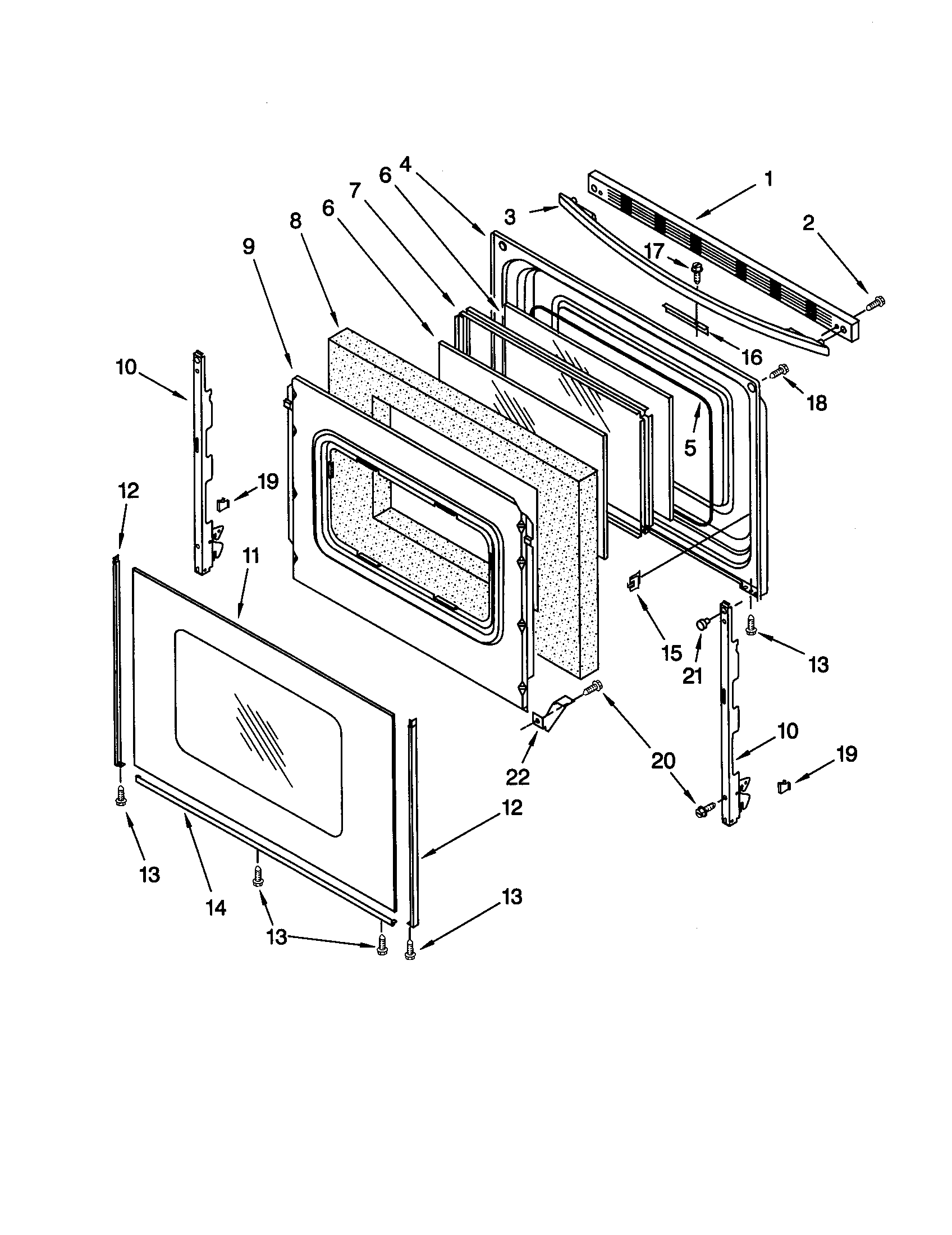 Whirlpool RF196LXJT0 door diagram