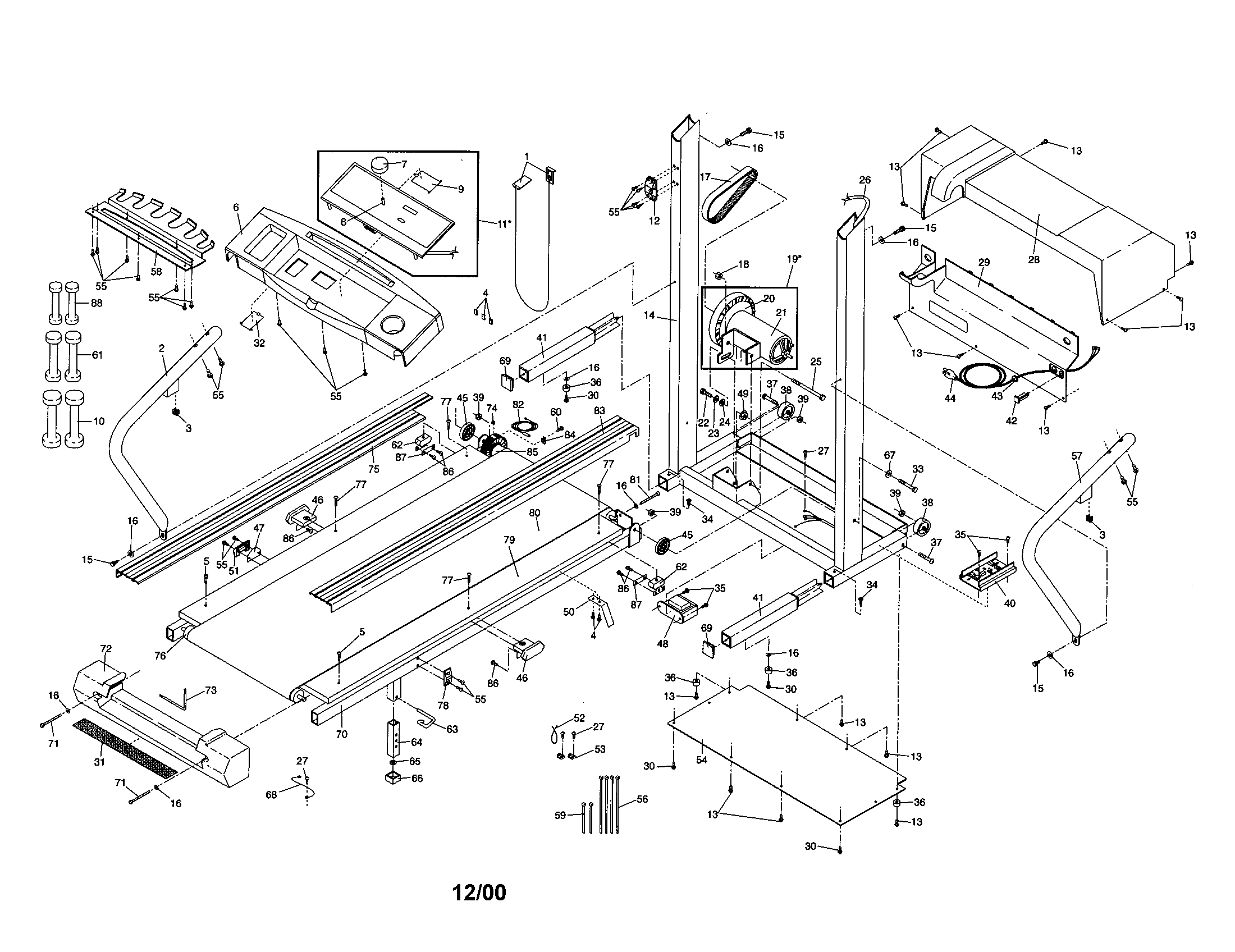 Weslo WLTL22191 frame assembly diagram