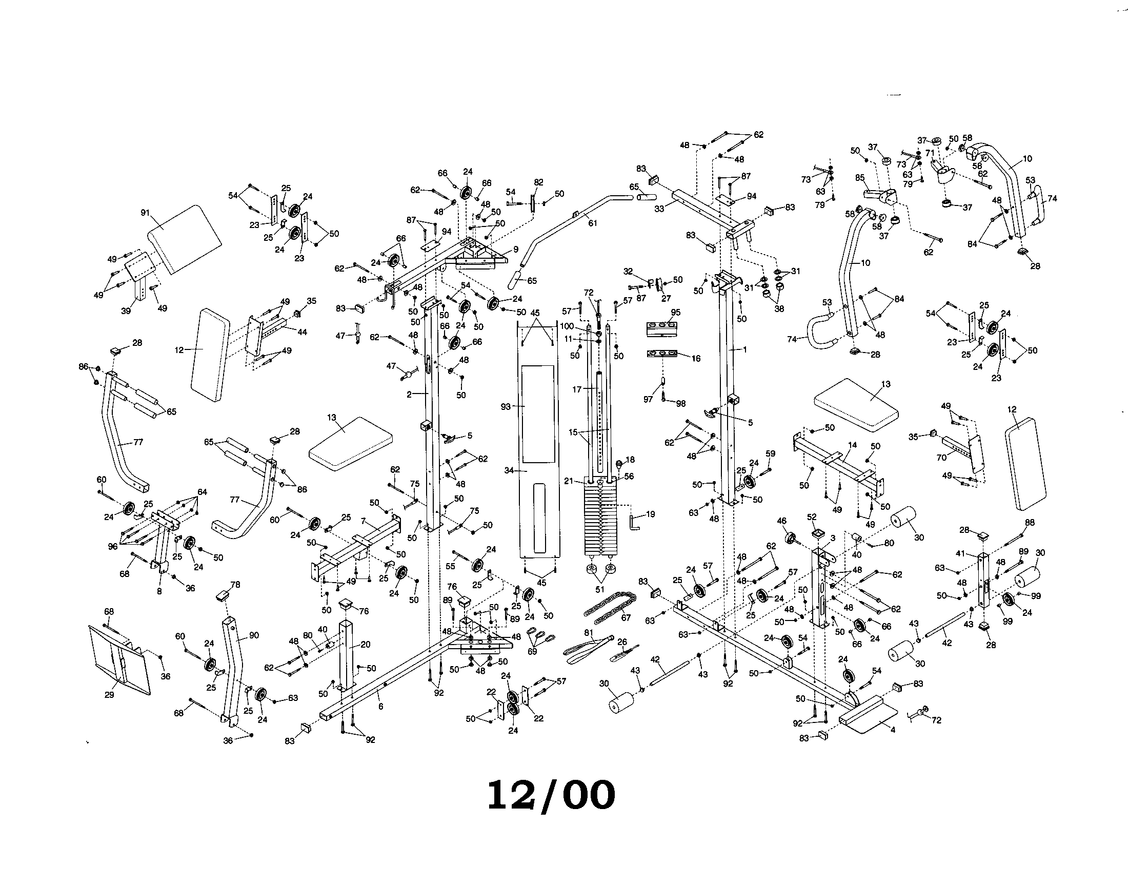 Weider WESY59100 frame diagram