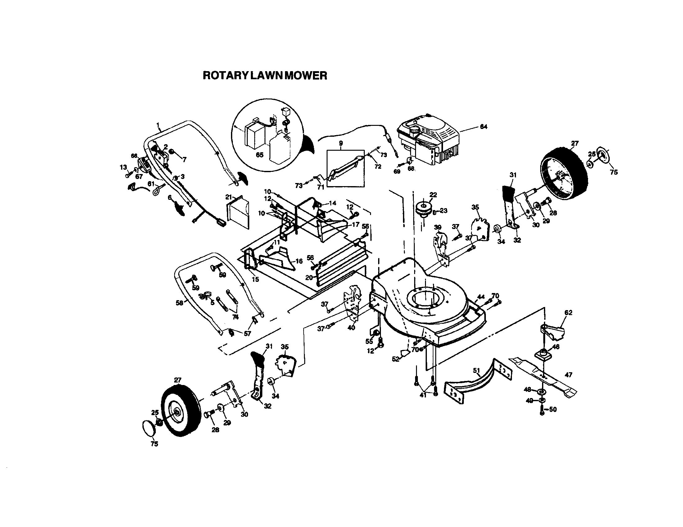 Craftsman 917377170 rotary lawn mower diagram