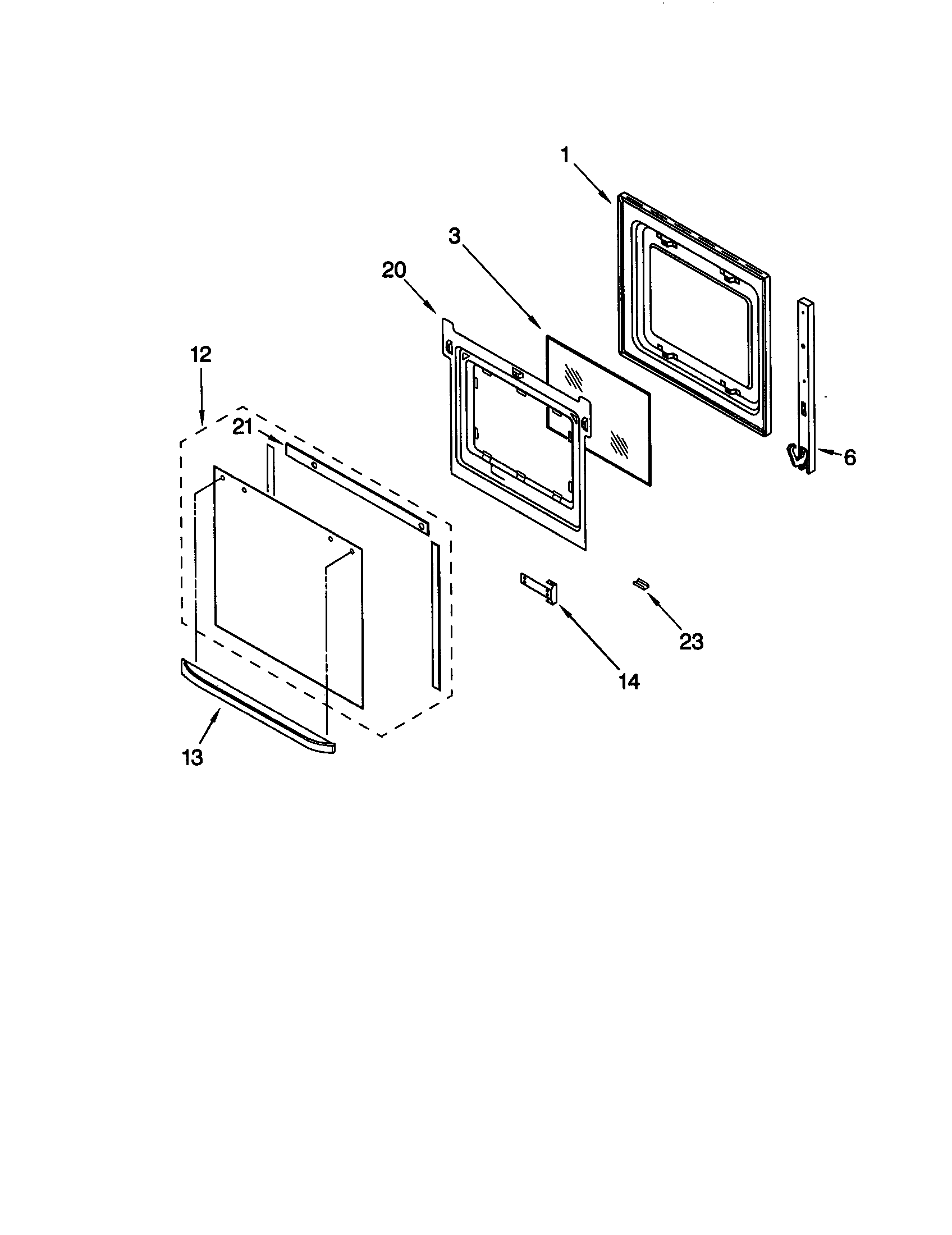 Whirlpool RBD305PDQ7 lower oven door diagram