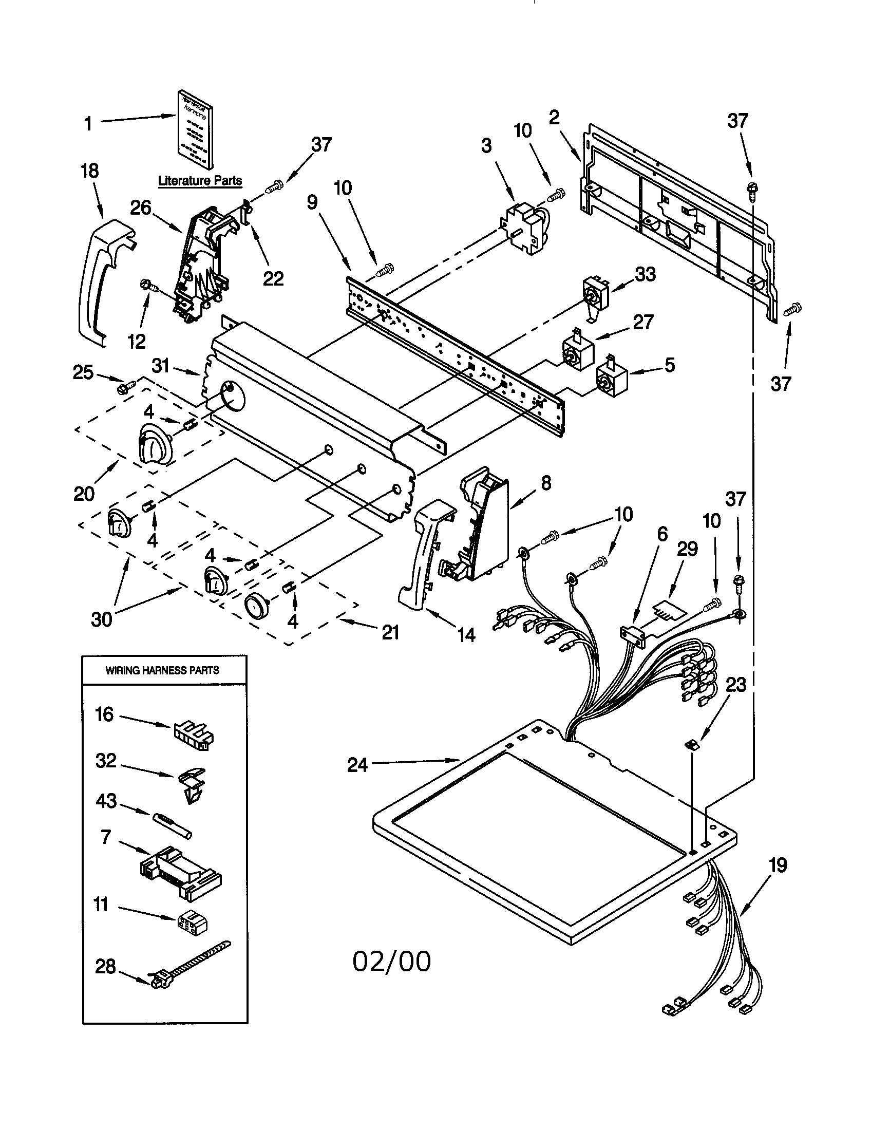 Kenmore 11060927990 top and console diagram