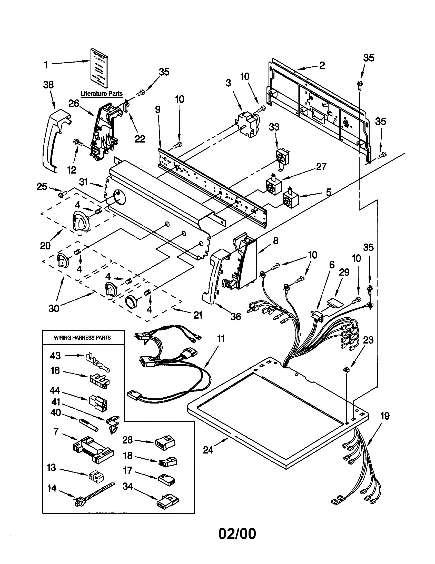 Kenmore 11070927990 top and console diagram