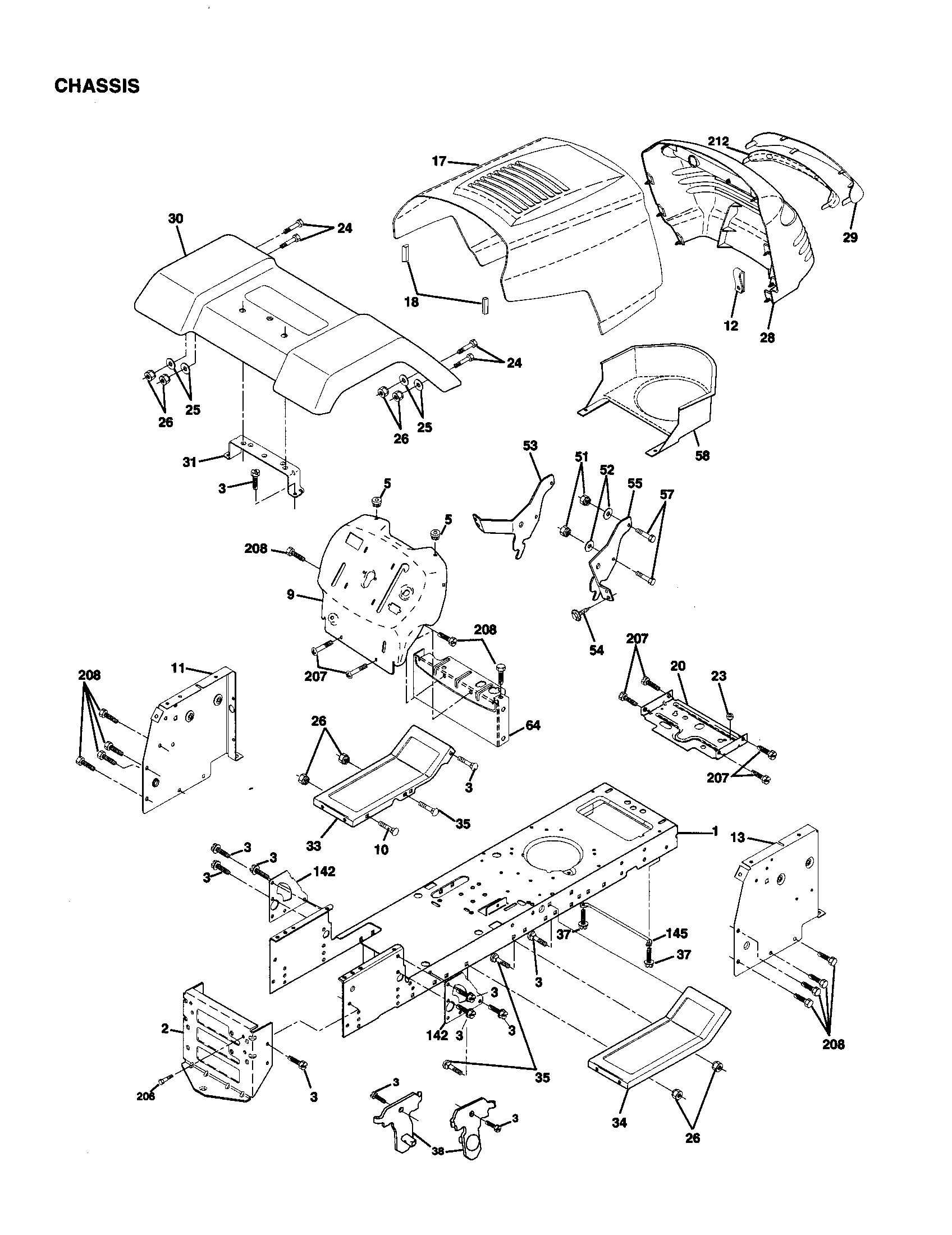 Poulan PR17H42STA chassis diagram