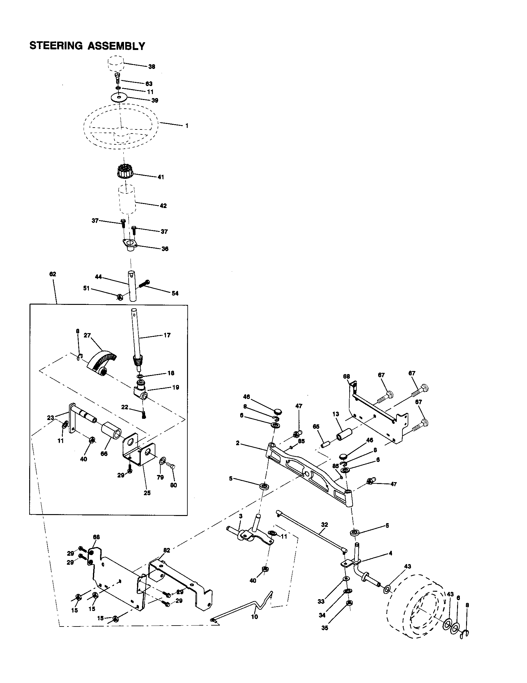 Poulan PR17H42STA steering assembly diagram