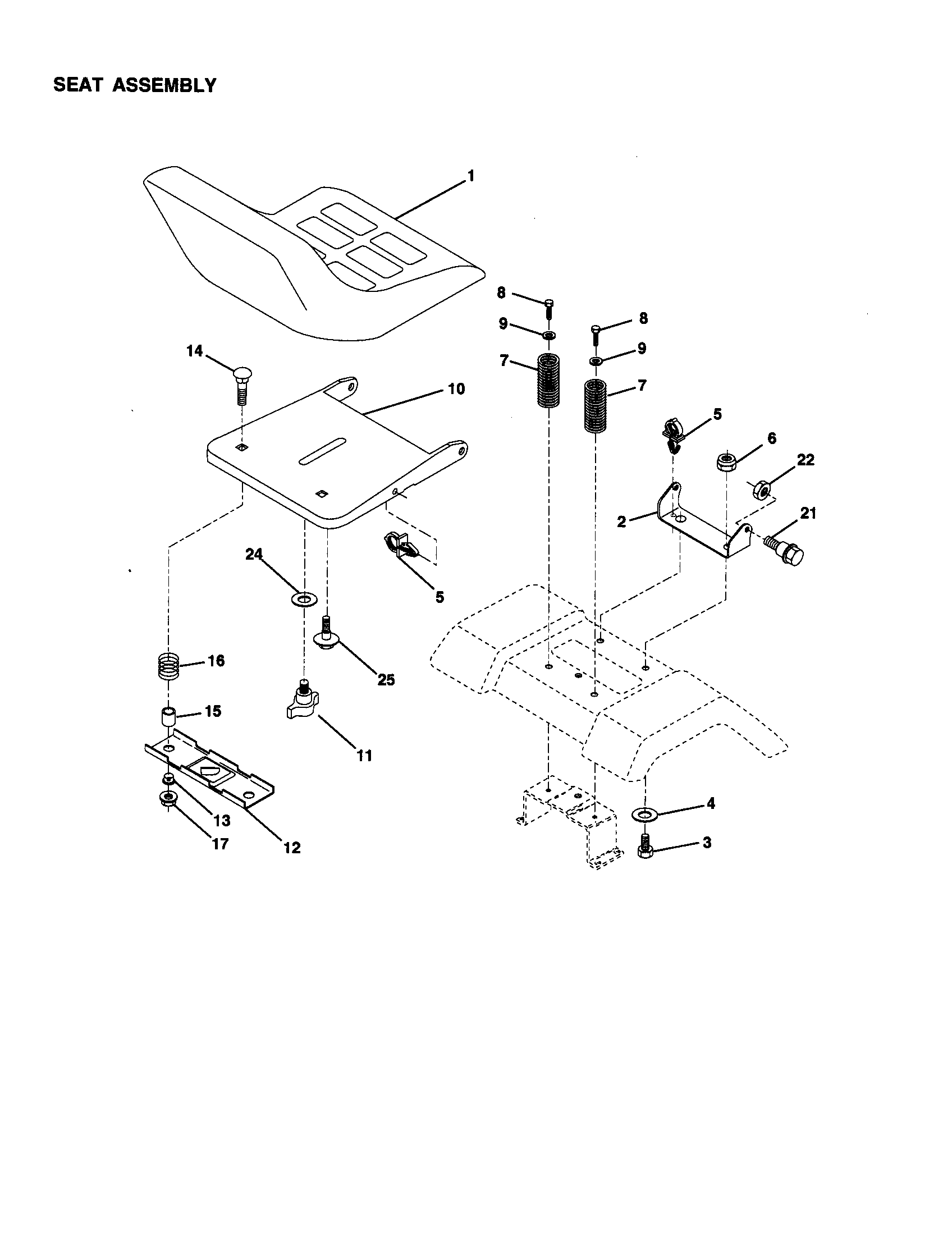 Poulan PR17H42STA seat assembly diagram