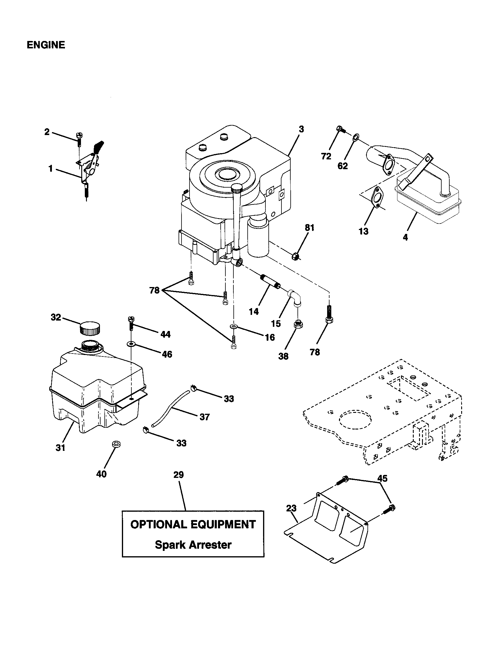 Poulan PR17H42STA engine diagram