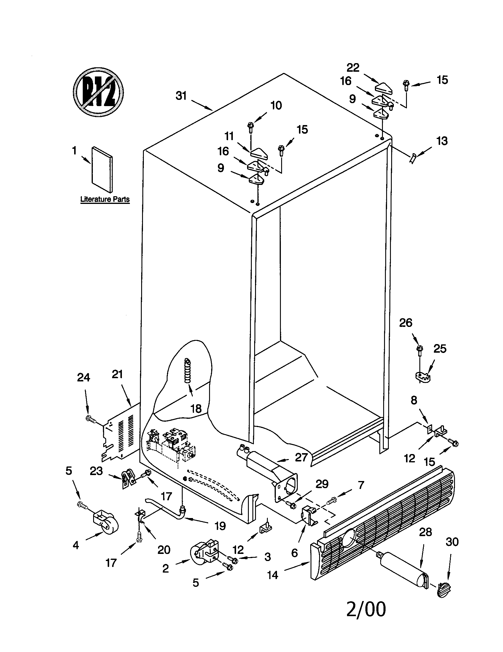 KitchenAid KSRB22FHBL00 cabinet diagram