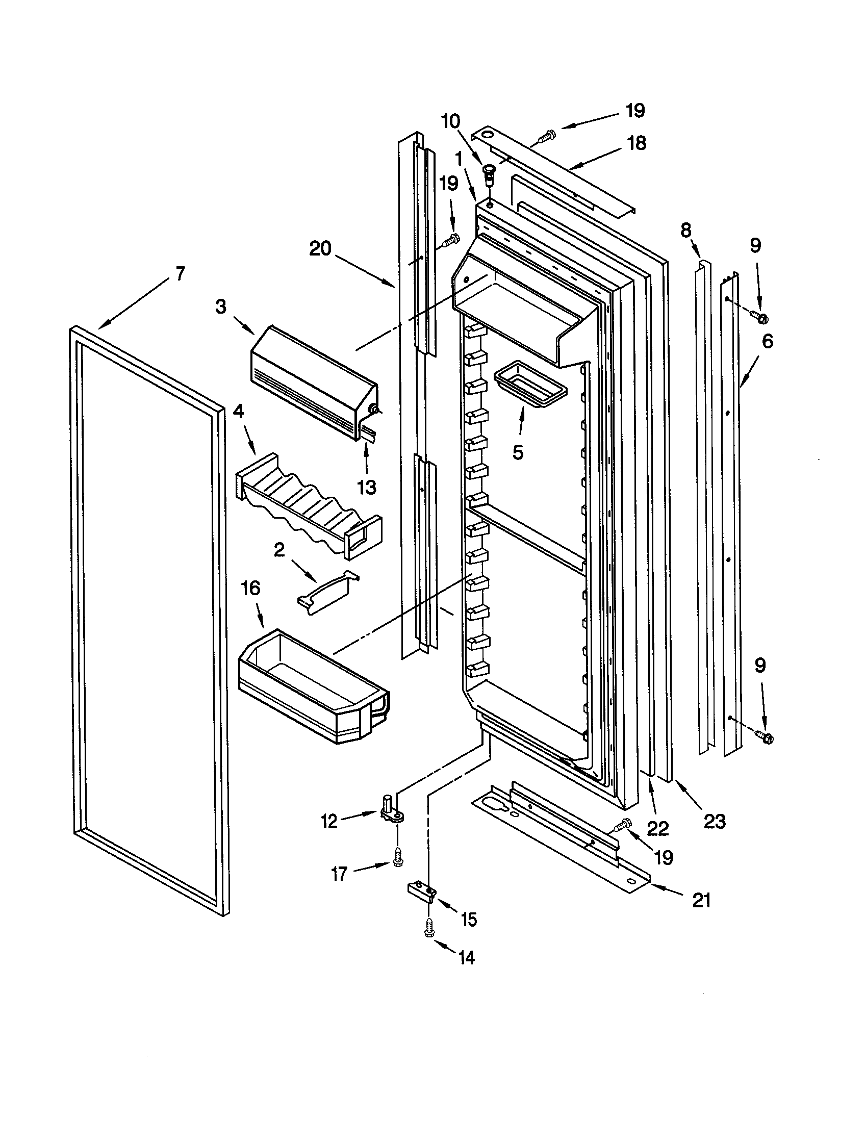 KitchenAid KSRB22FHBL00 refrigerator door diagram