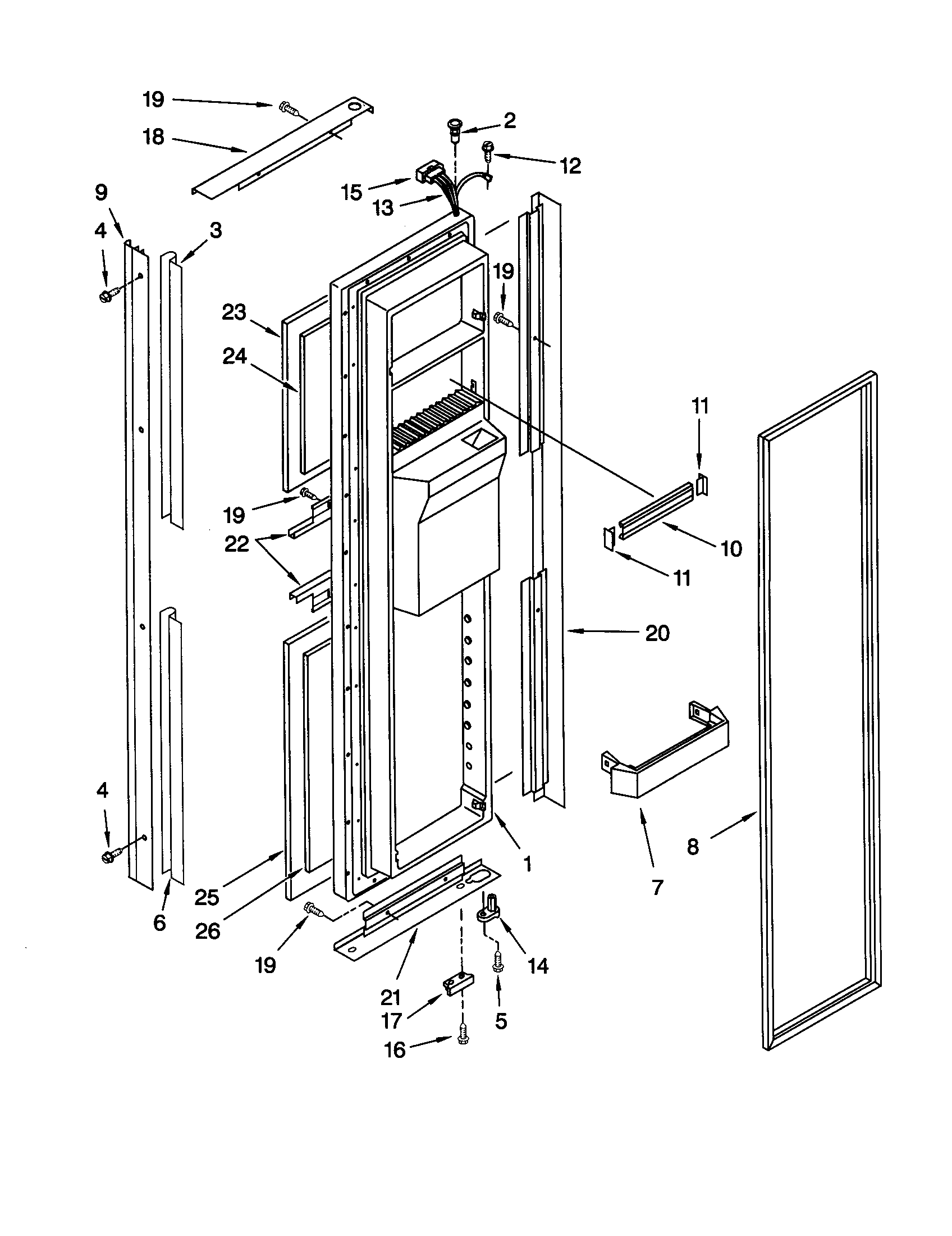KitchenAid KSRB22FHBL00 freezer door diagram