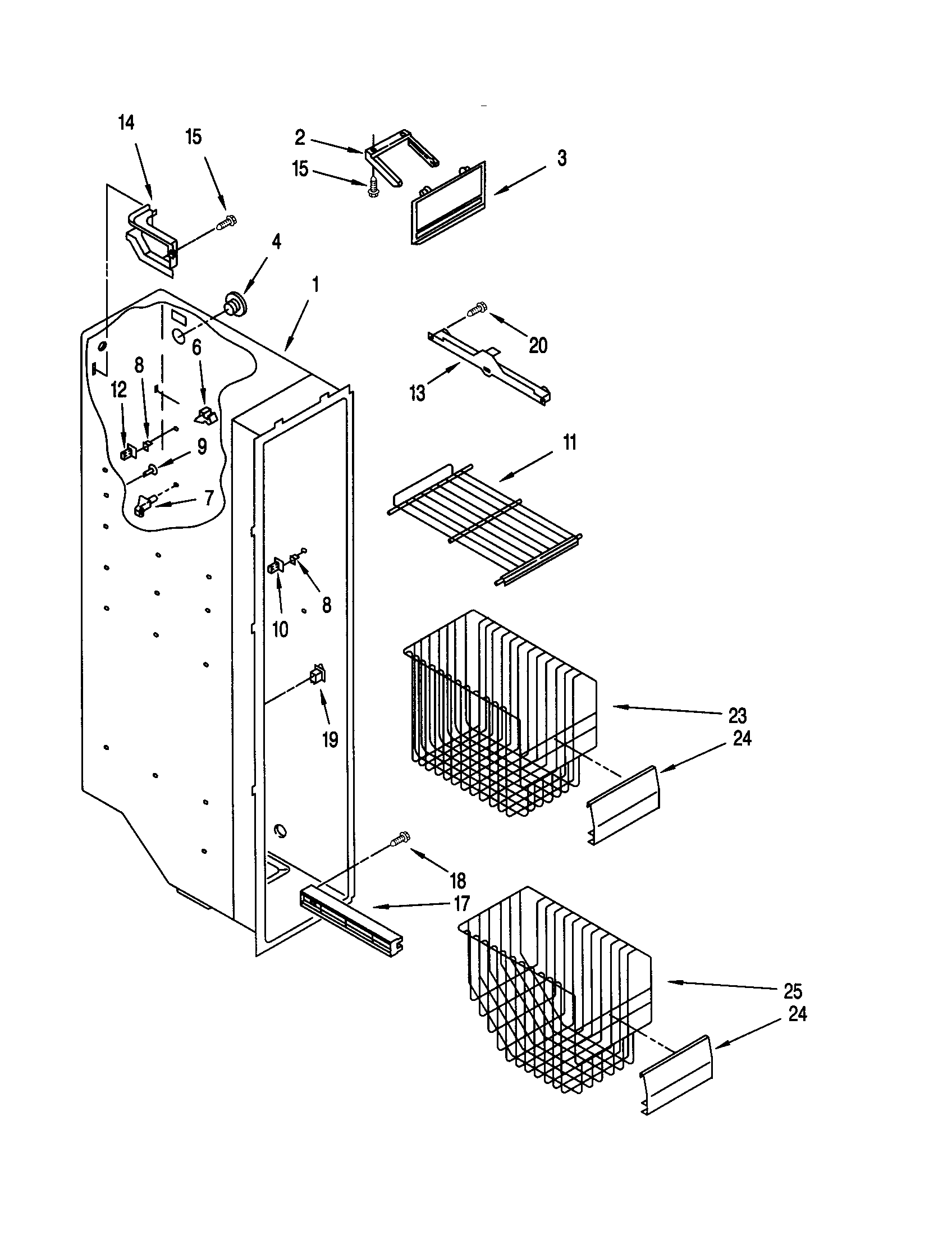 KitchenAid KSRB22FHBL00 freezer liner diagram