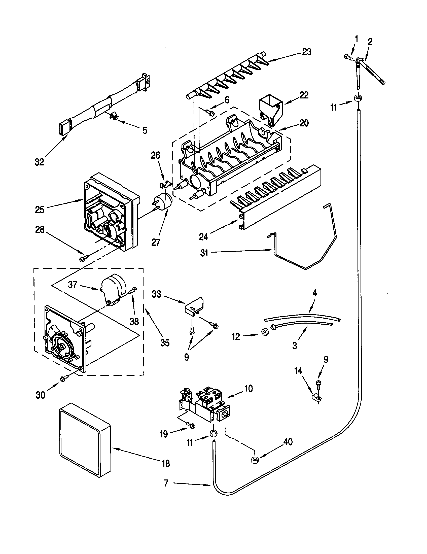 KitchenAid KSRB22FHBL00 icemaker diagram