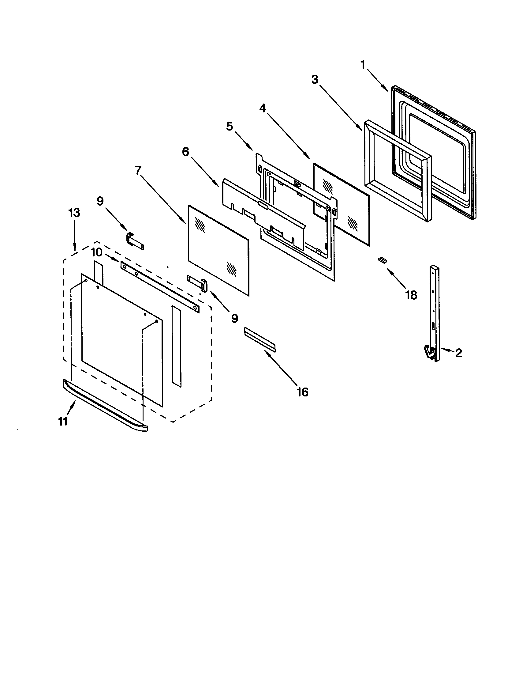 KitchenAid KEBS177DSS8 oven door diagram