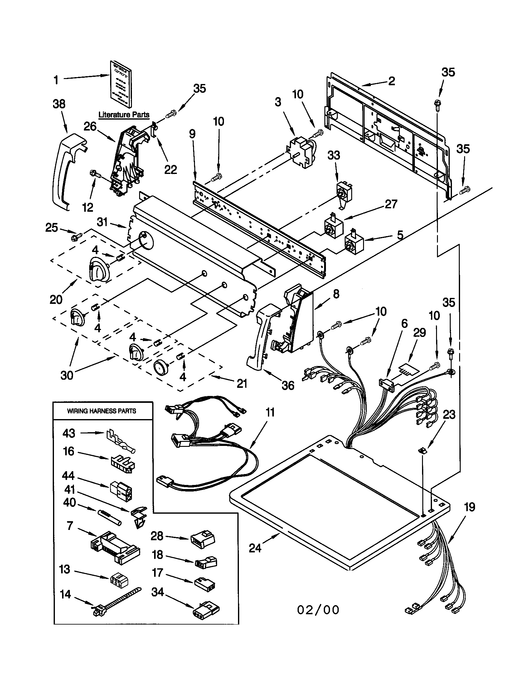 Kenmore 11070907990 top and console diagram