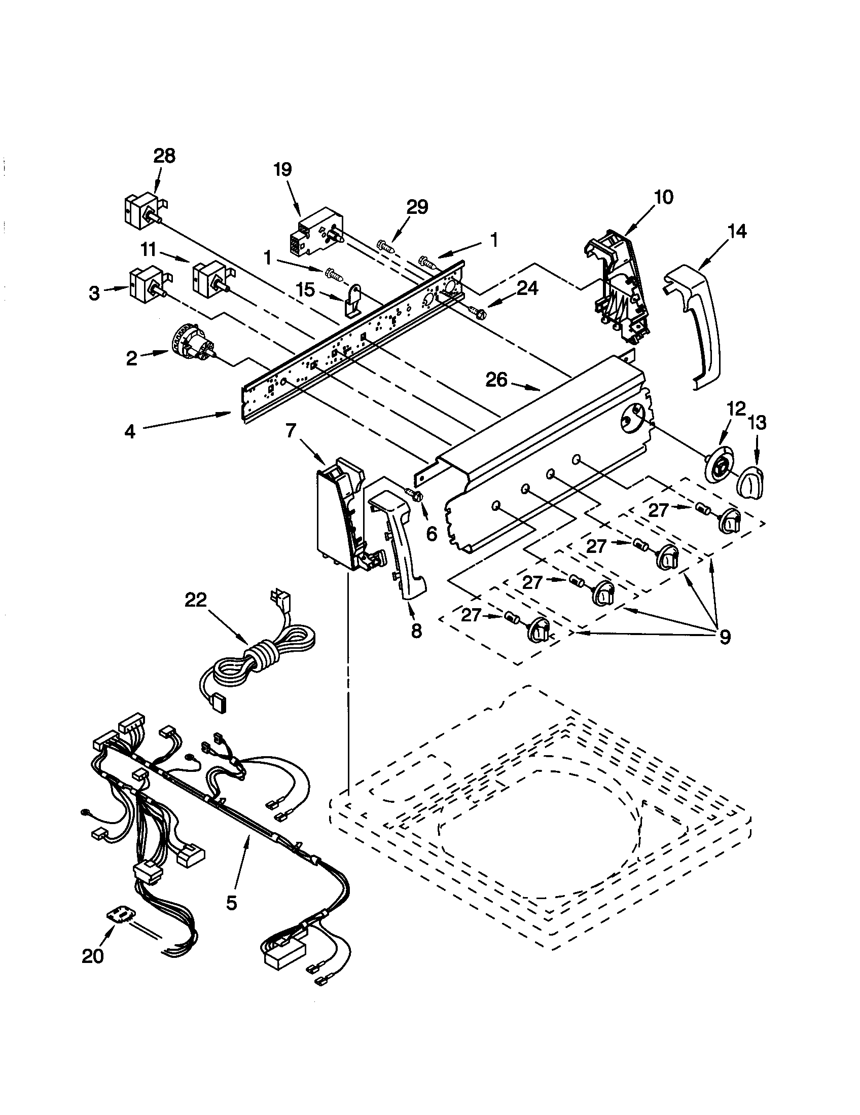 Kenmore 11020954992 control panel diagram