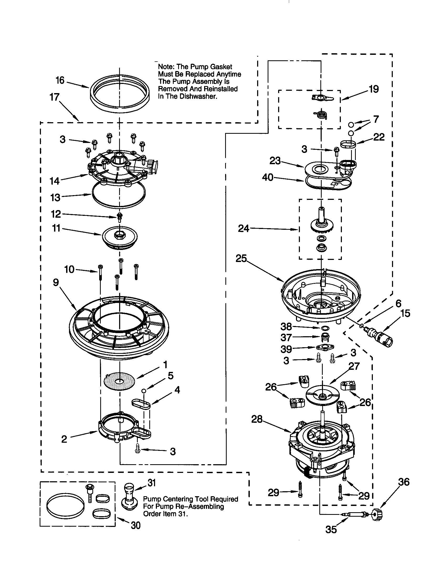 Kenmore 66517732990 pump and motor diagram
