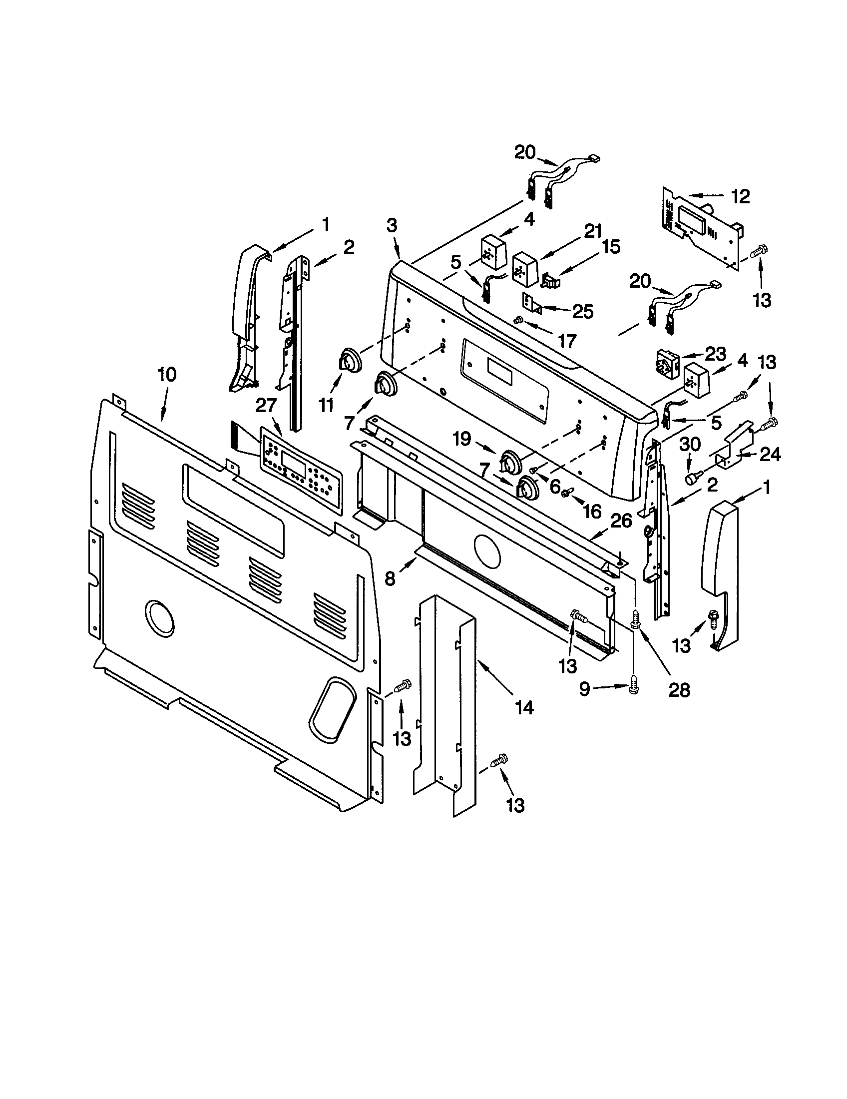 Kenmore 66595794000 control panel diagram