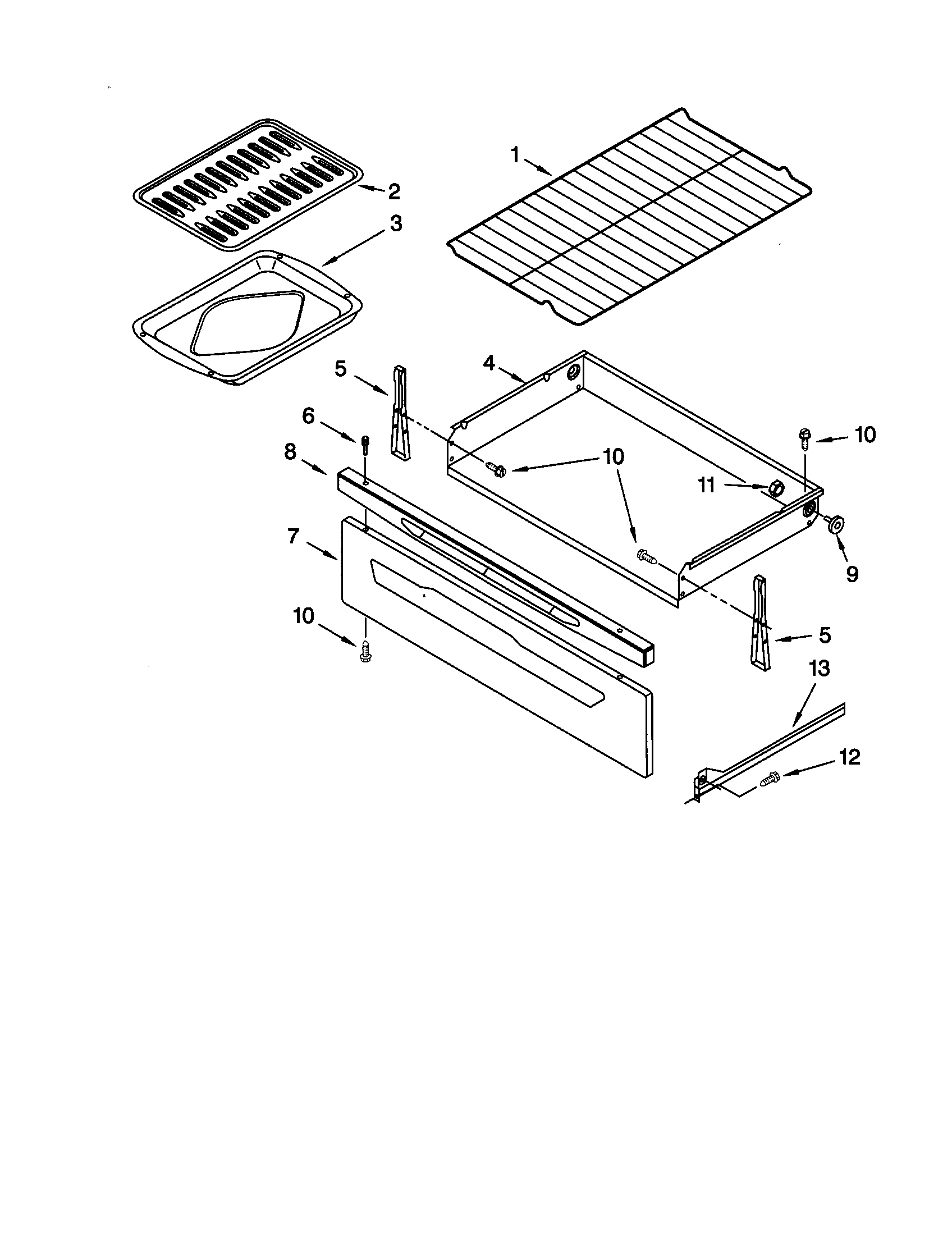 Kenmore 66595794000 drawer and broiler diagram