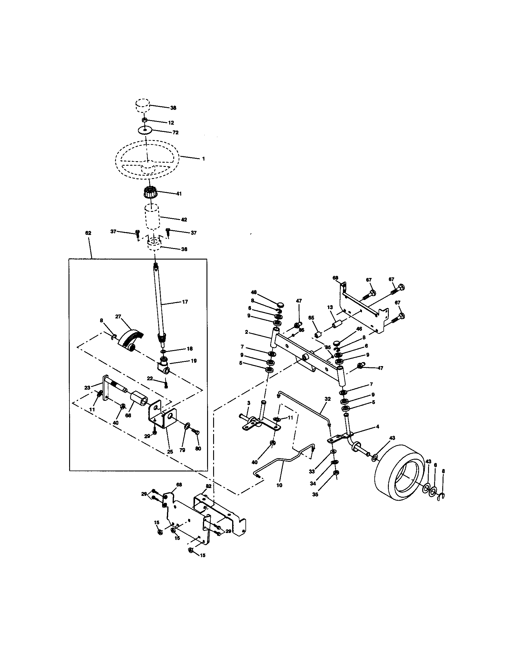 Craftsman 917272201 steering assembly diagram