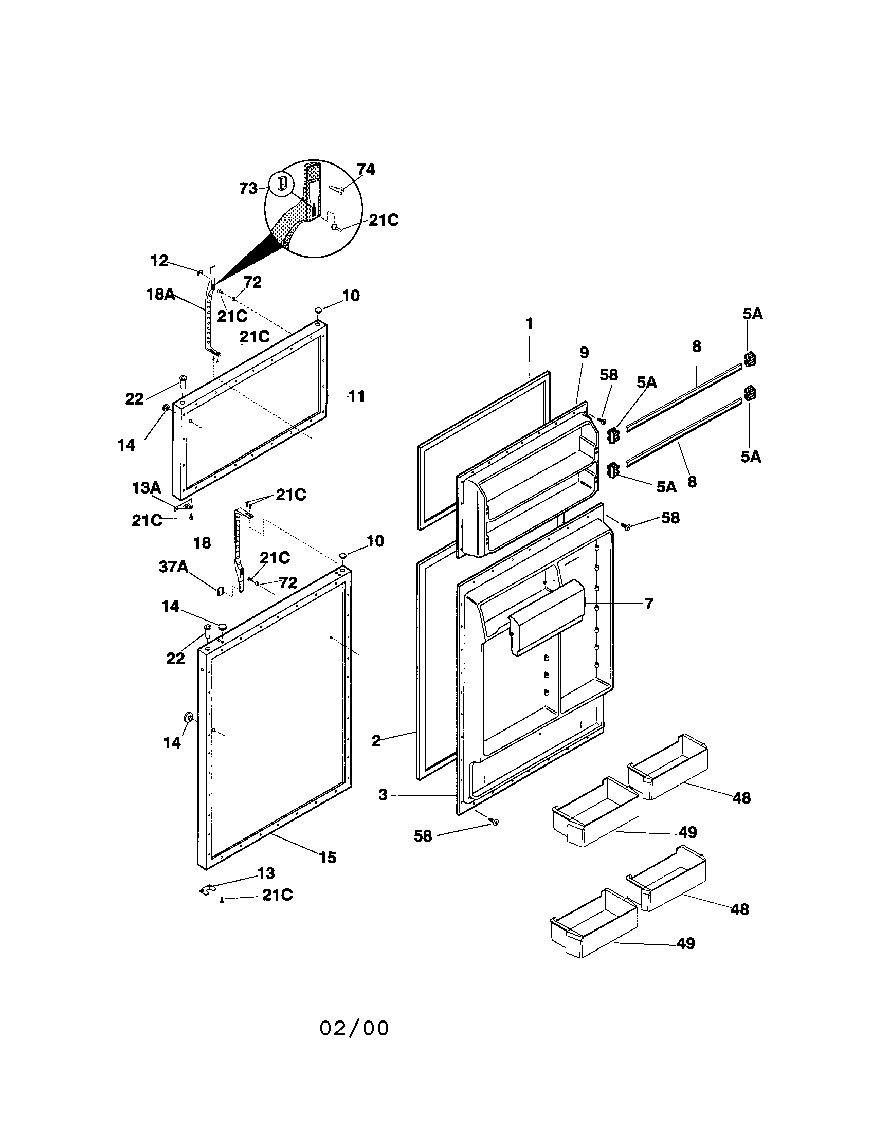 Kenmore 25360157992 door diagram