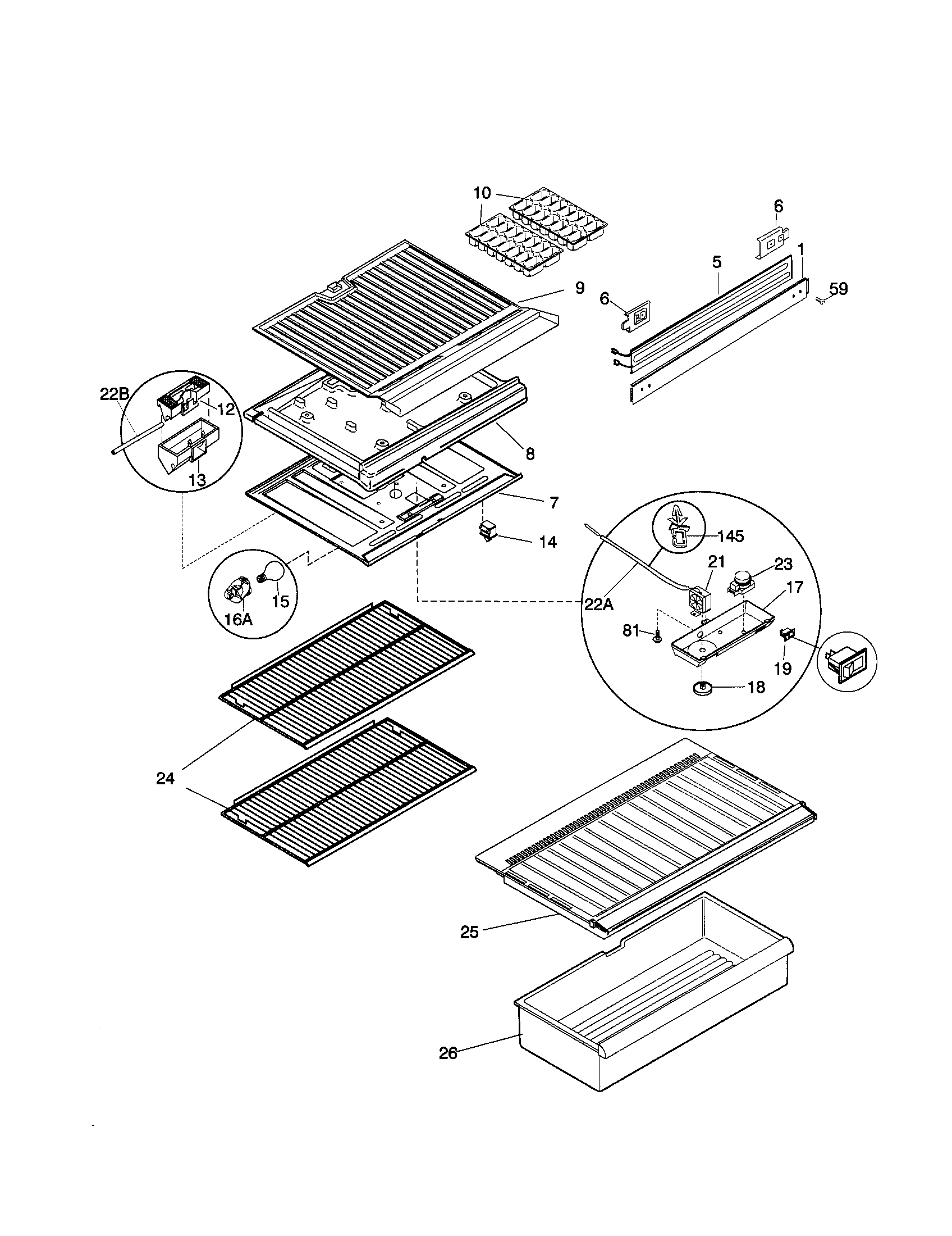 Kenmore 25336601896 shelves diagram