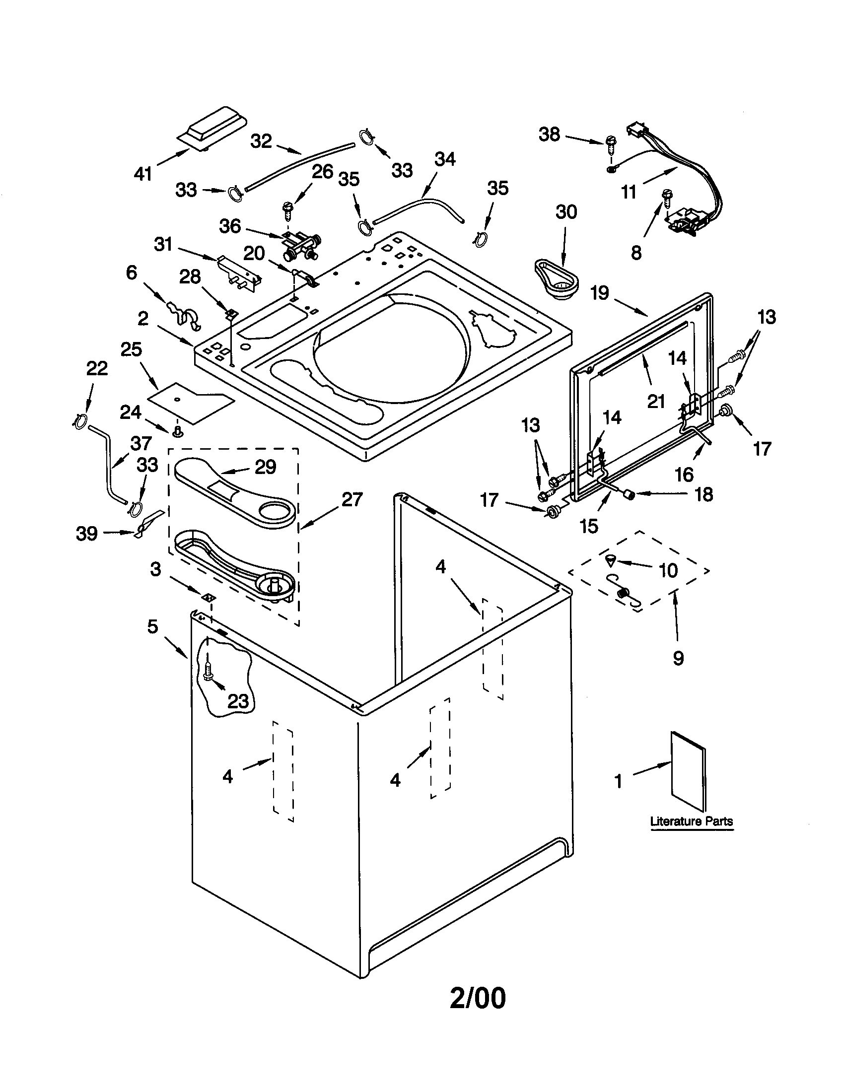 Kenmore 11020992992 top and cabinet diagram