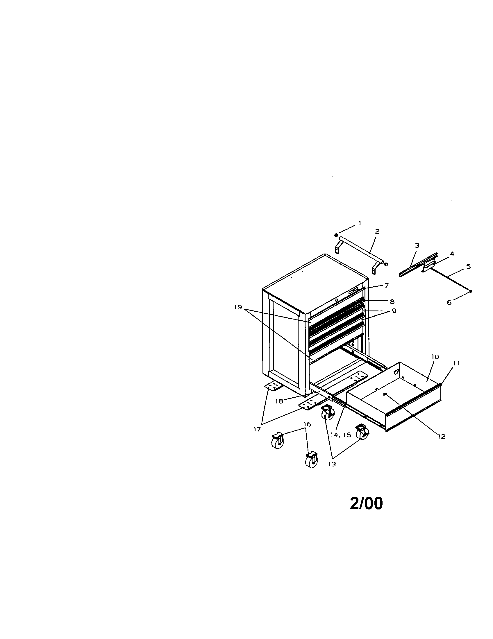 Craftsman 706653535 6-drawer ball bearing roll away diagram