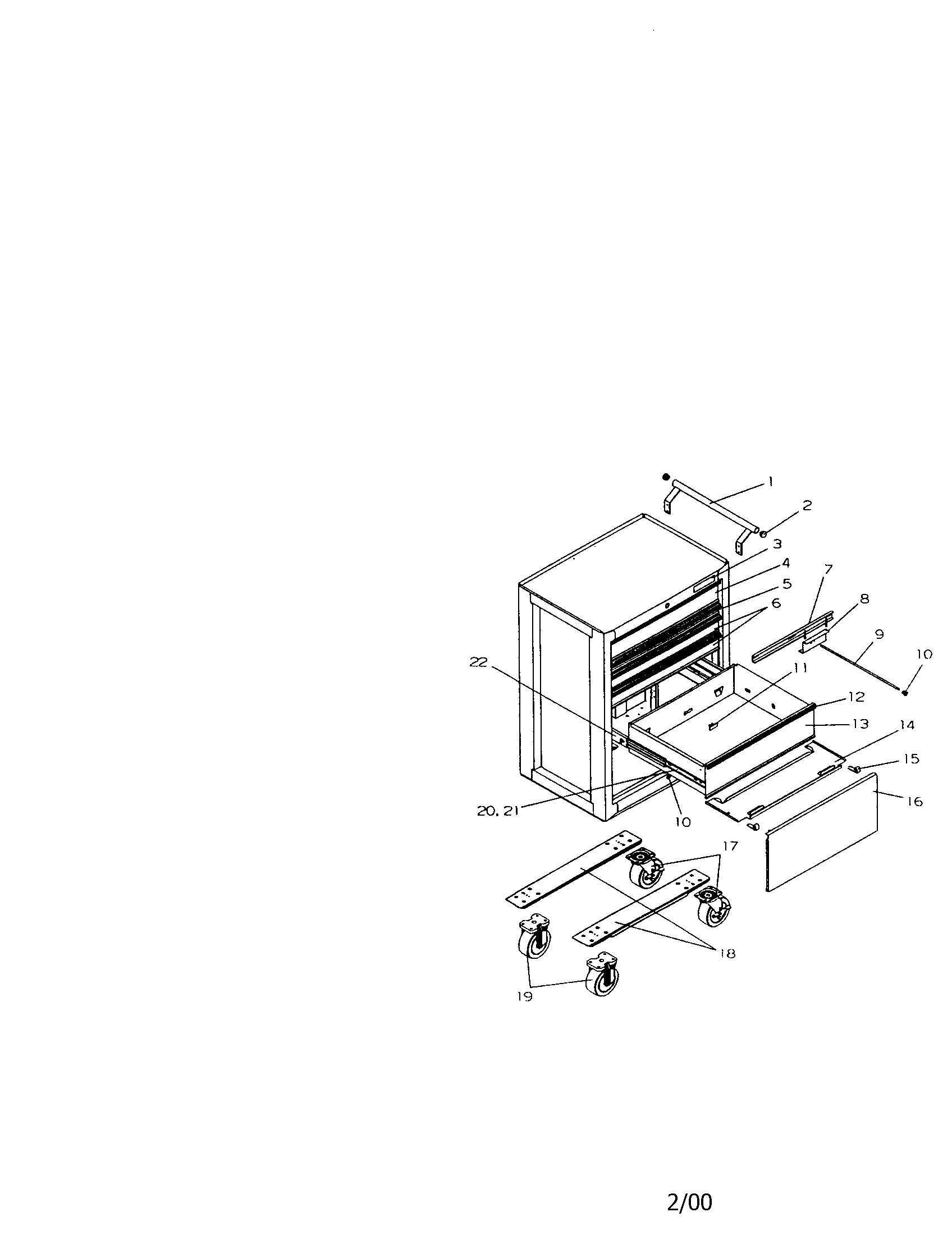 Craftsman 706653145 5 drawer ball bearing roll-away diagram