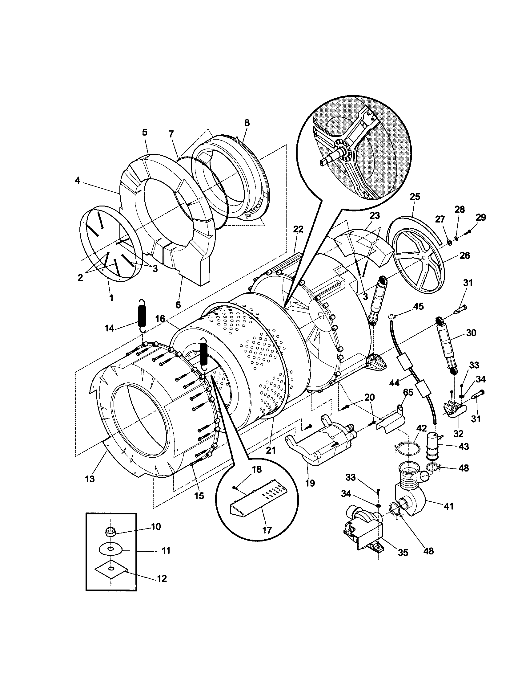 Kenmore 9703871220 tub and motor diagram
