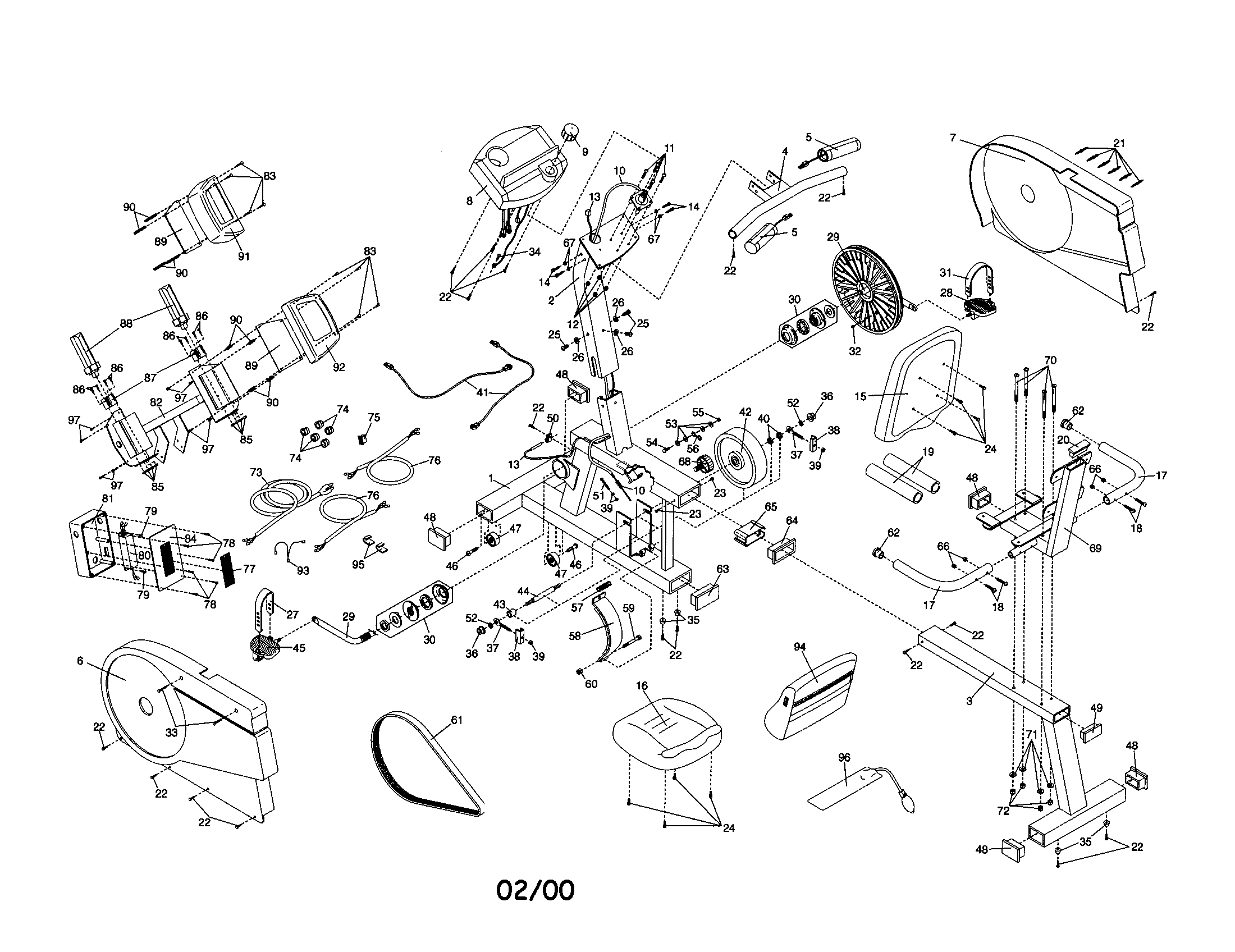 Proform PFRX35390 cycle frame assembly diagram