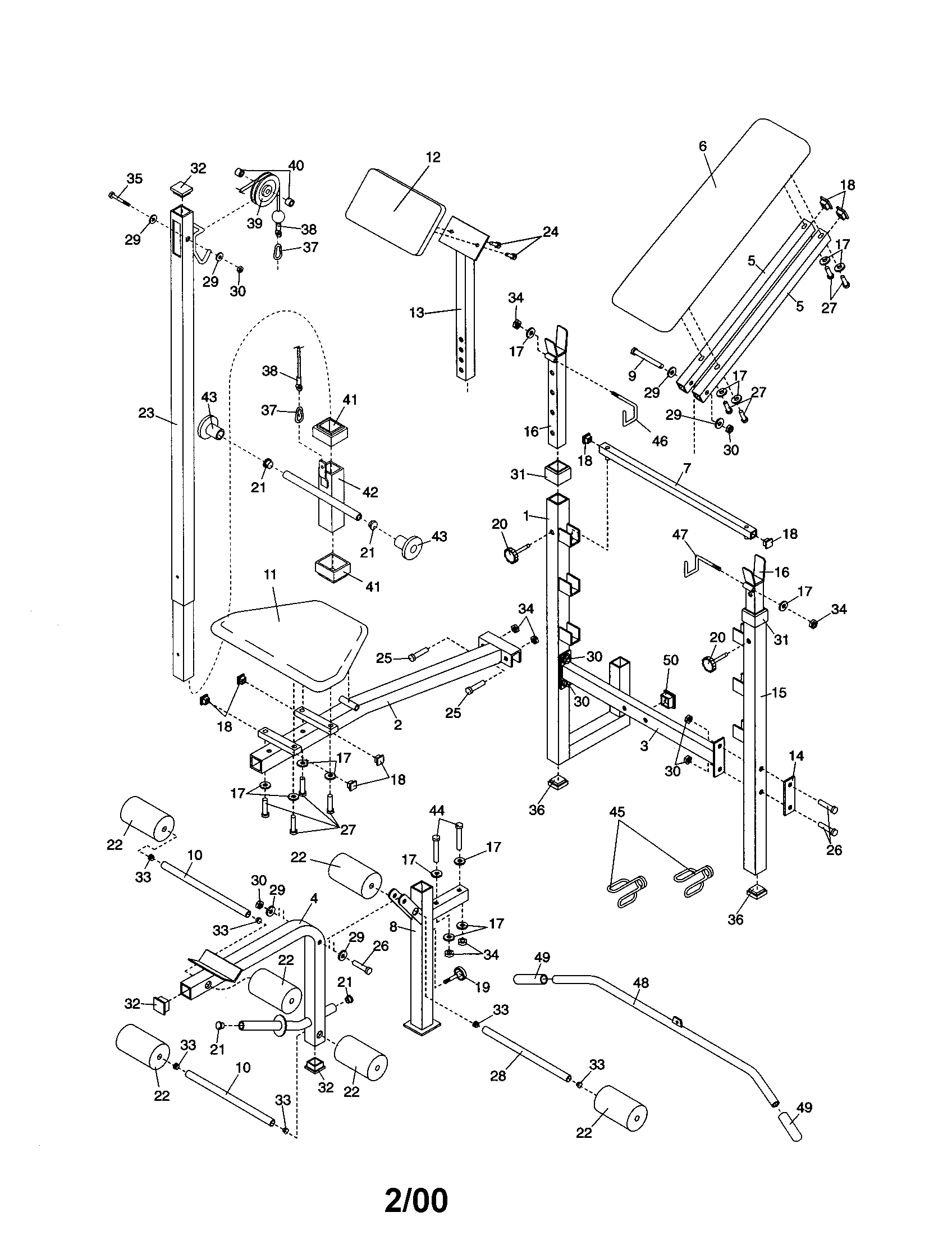 Weider WEBE88890 weight system diagram