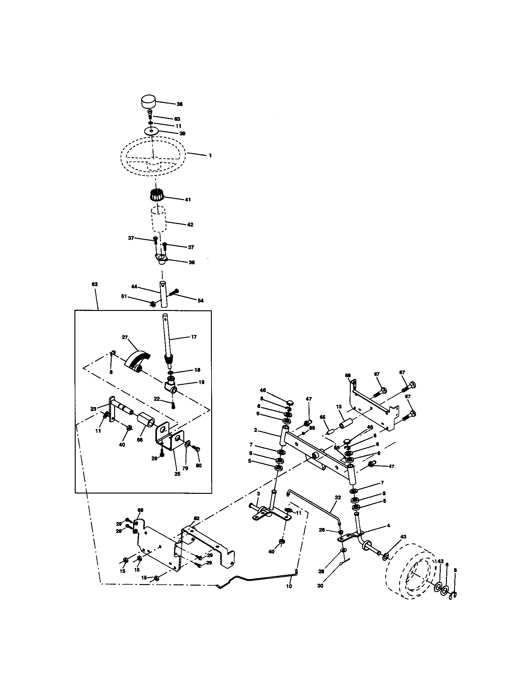 Craftsman 917271052 steering assembly diagram