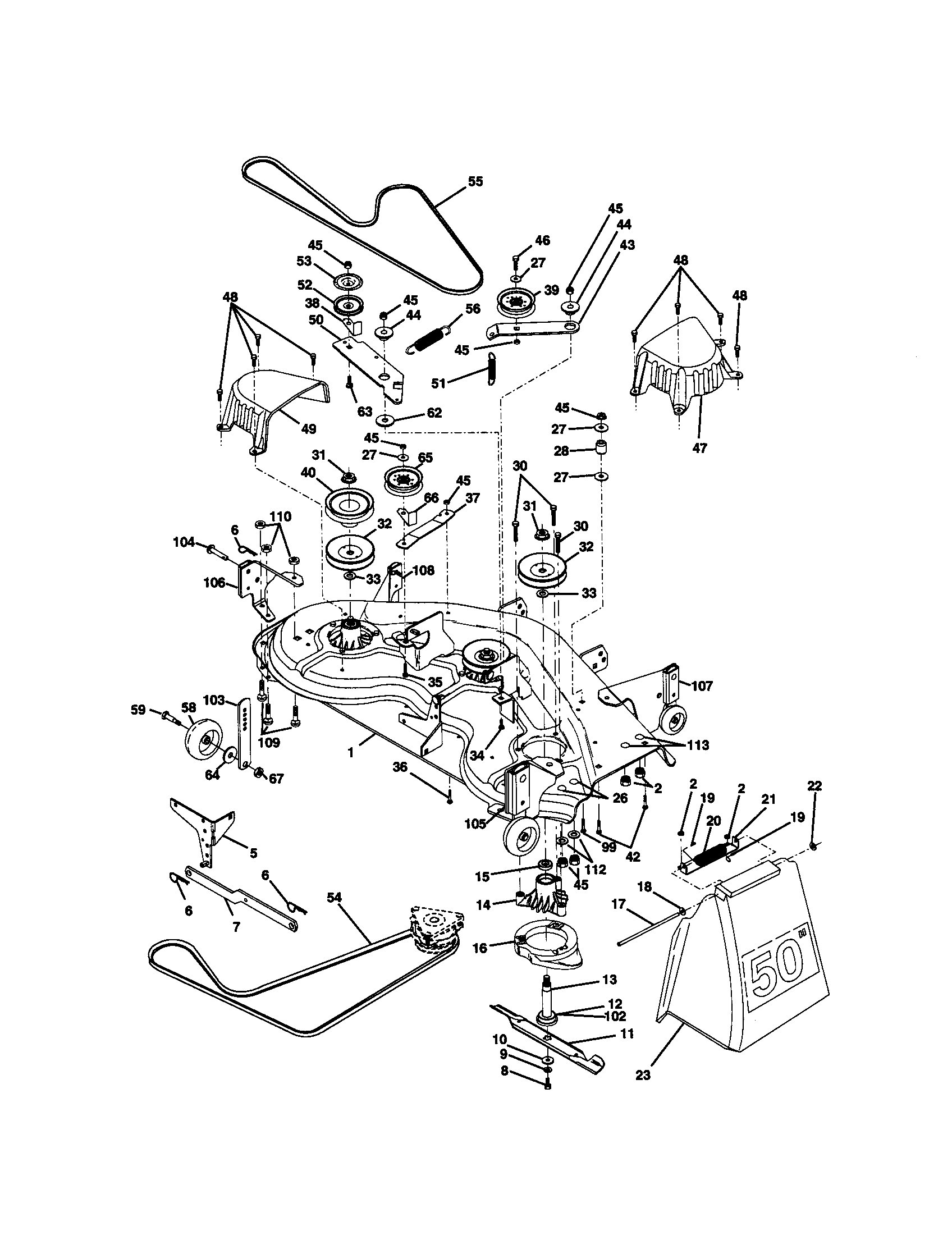 Craftsman 917273223 mower deck diagram