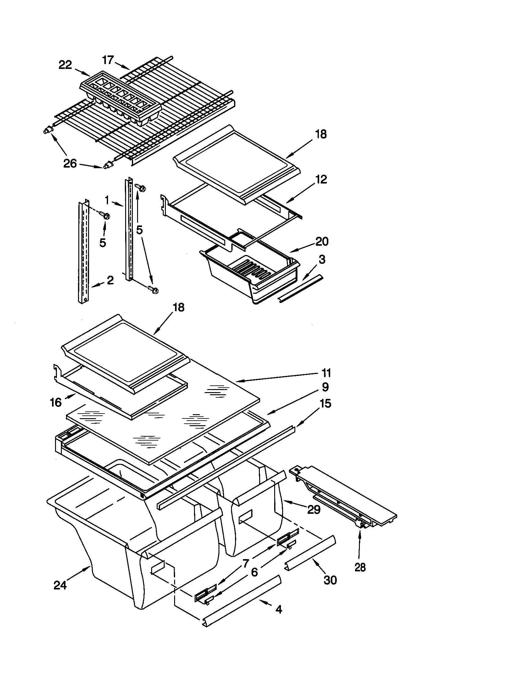 Kenmore 10661892000 shelf diagram