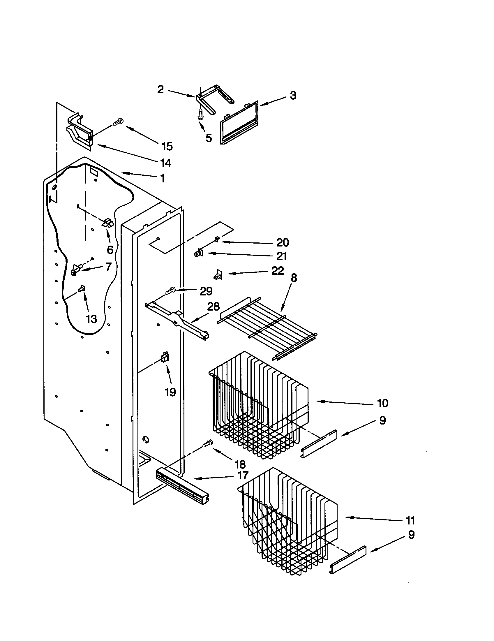 Kenmore 10659297990 freezer liner diagram