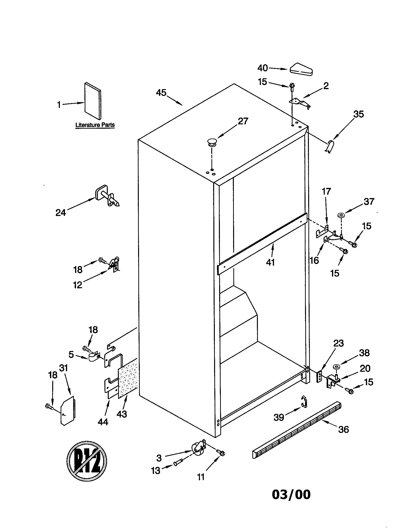 Whirlpool GT22DKXJB00 cabinet diagram