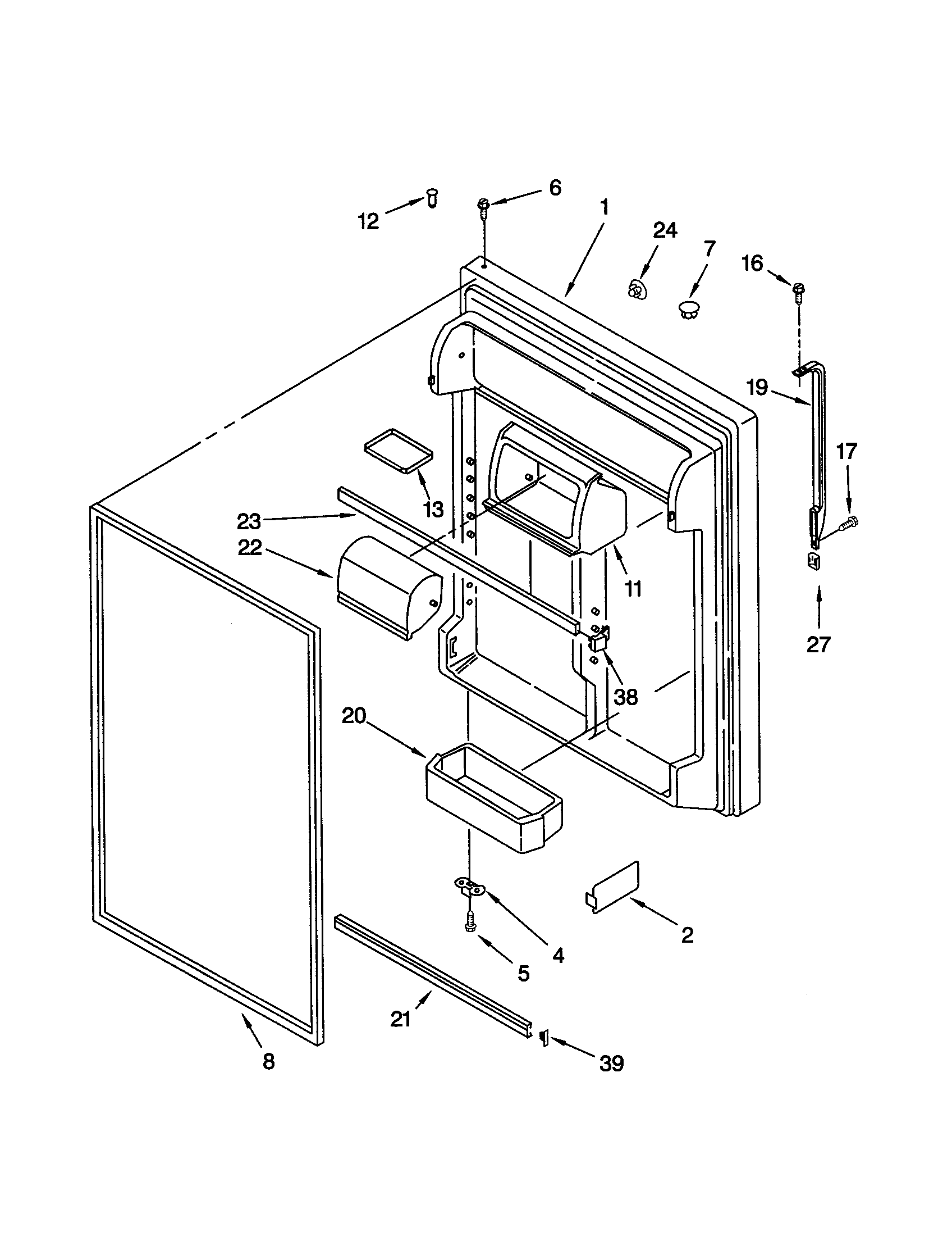 Whirlpool GT22DKXJB00 refrigerator door diagram