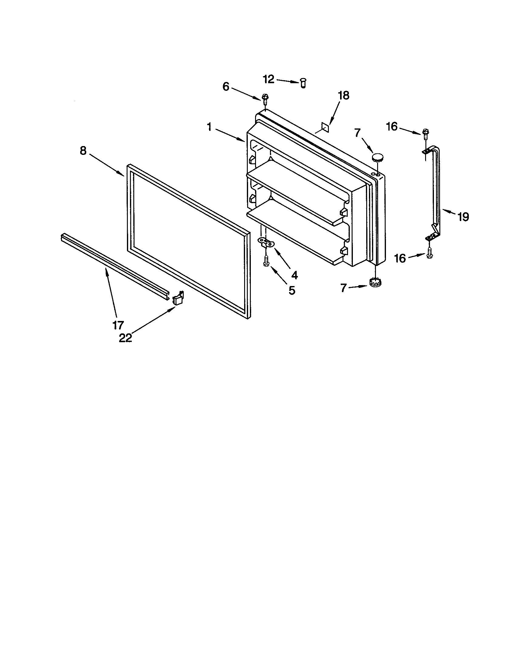 Whirlpool GT22DKXJB00 freezer door diagram