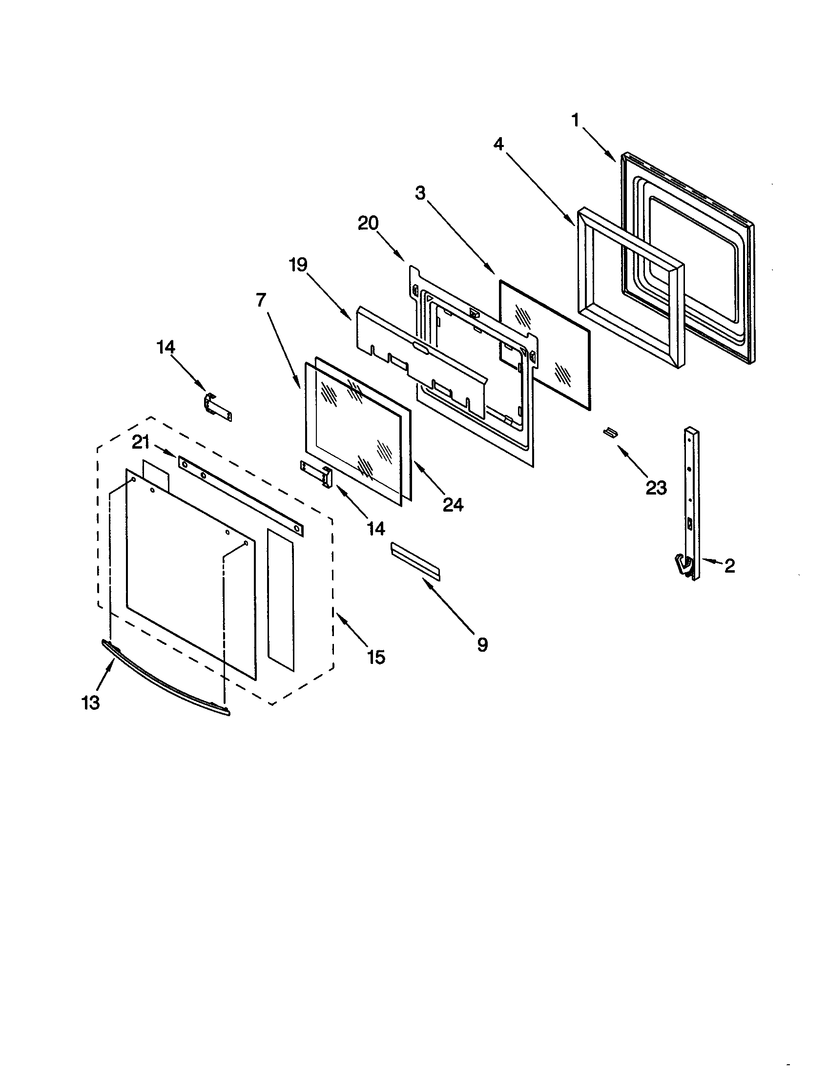 Whirlpool RS675PXGZ4 oven door diagram