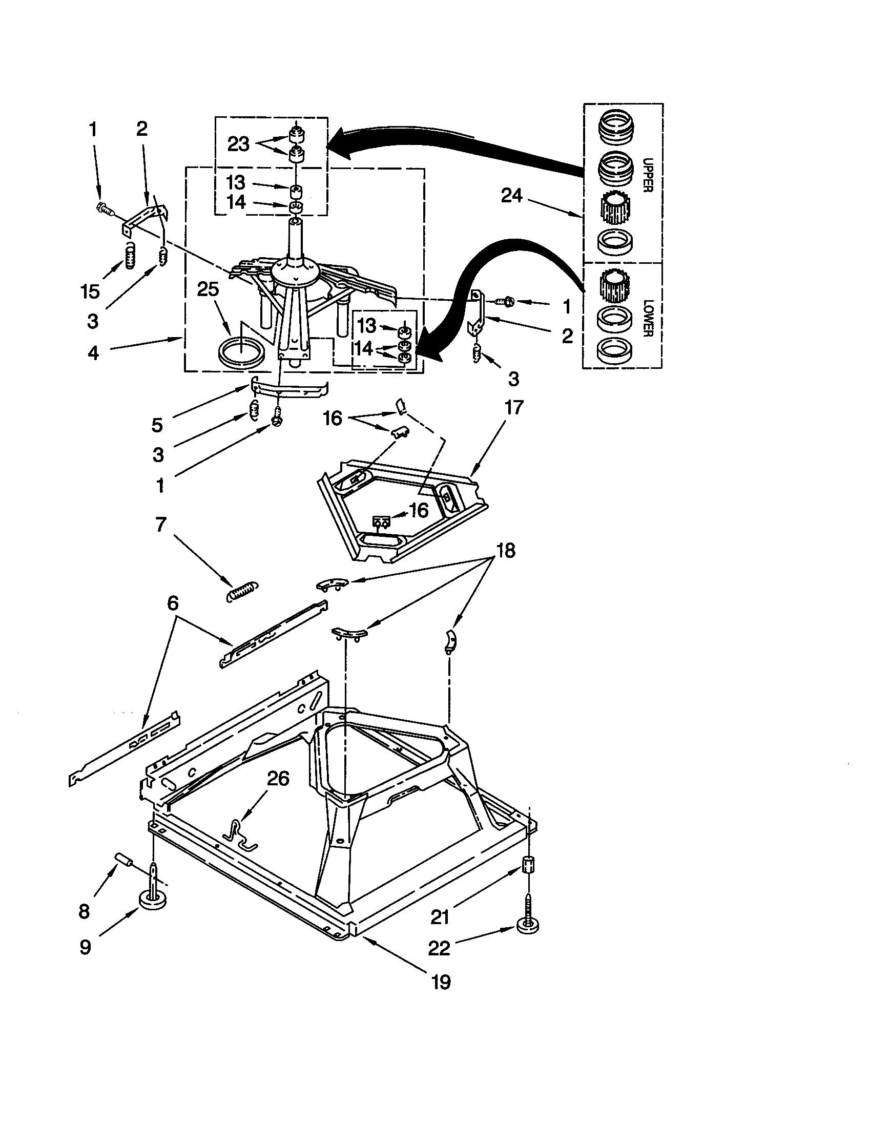 Whirlpool LSN1000JT0 machine base diagram