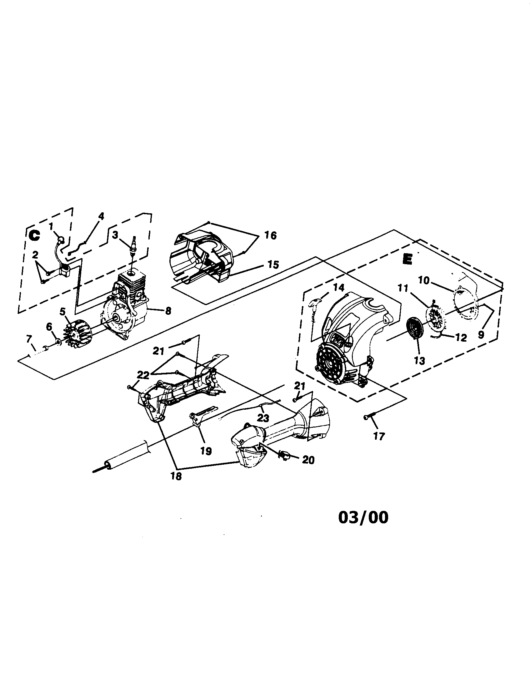 Homelite UT20702 ignition-rotor-starter diagram