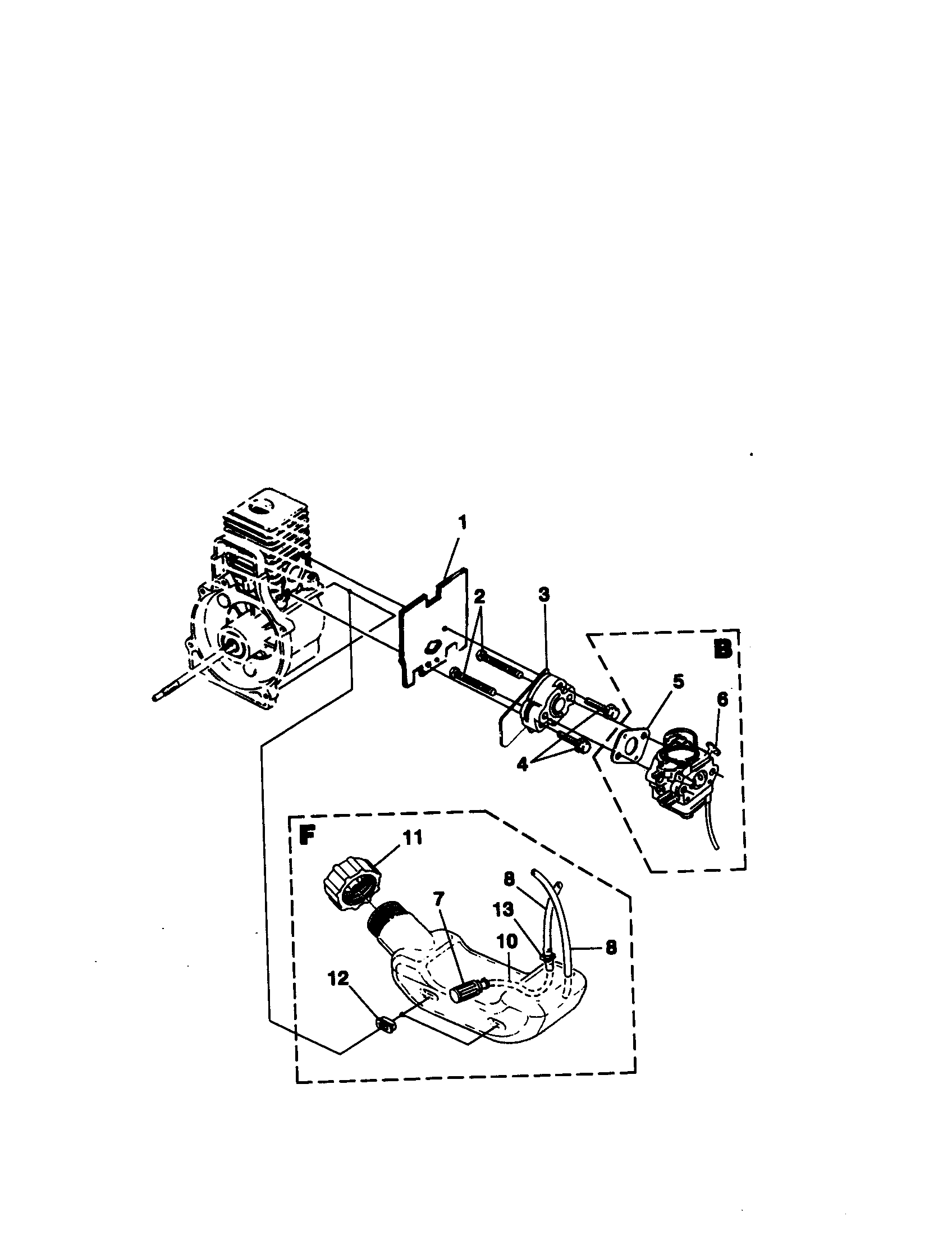 Homelite UT20702 carburator-fuel tank diagram